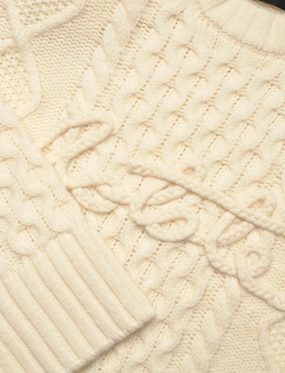 ROTATE Birger Christensen - KNIT CABLE CREWNECK - pullover - egret - 5