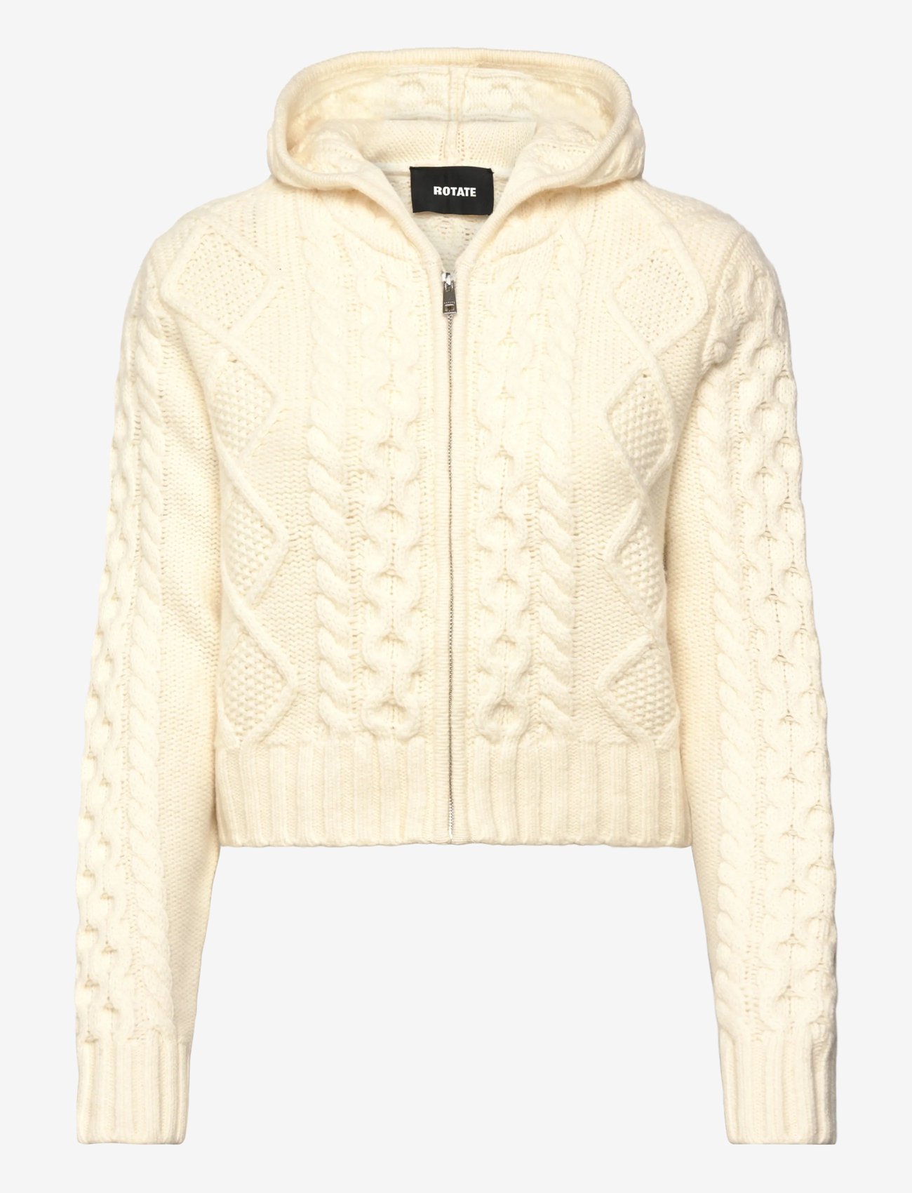 ROTATE Birger Christensen - KNIT CABLE ZIP CARDIGAN - kardiganid - egret - 1