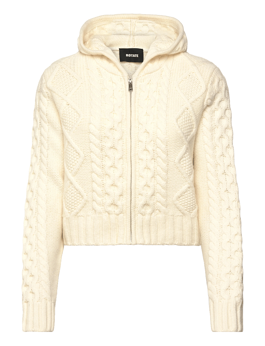 ROTATE - KNIT CABLE ZIP CARDIGAN - neuletakit - egret - 1
