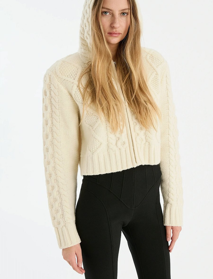 ROTATE - KNIT CABLE ZIP CARDIGAN - neuletakit - egret - 3