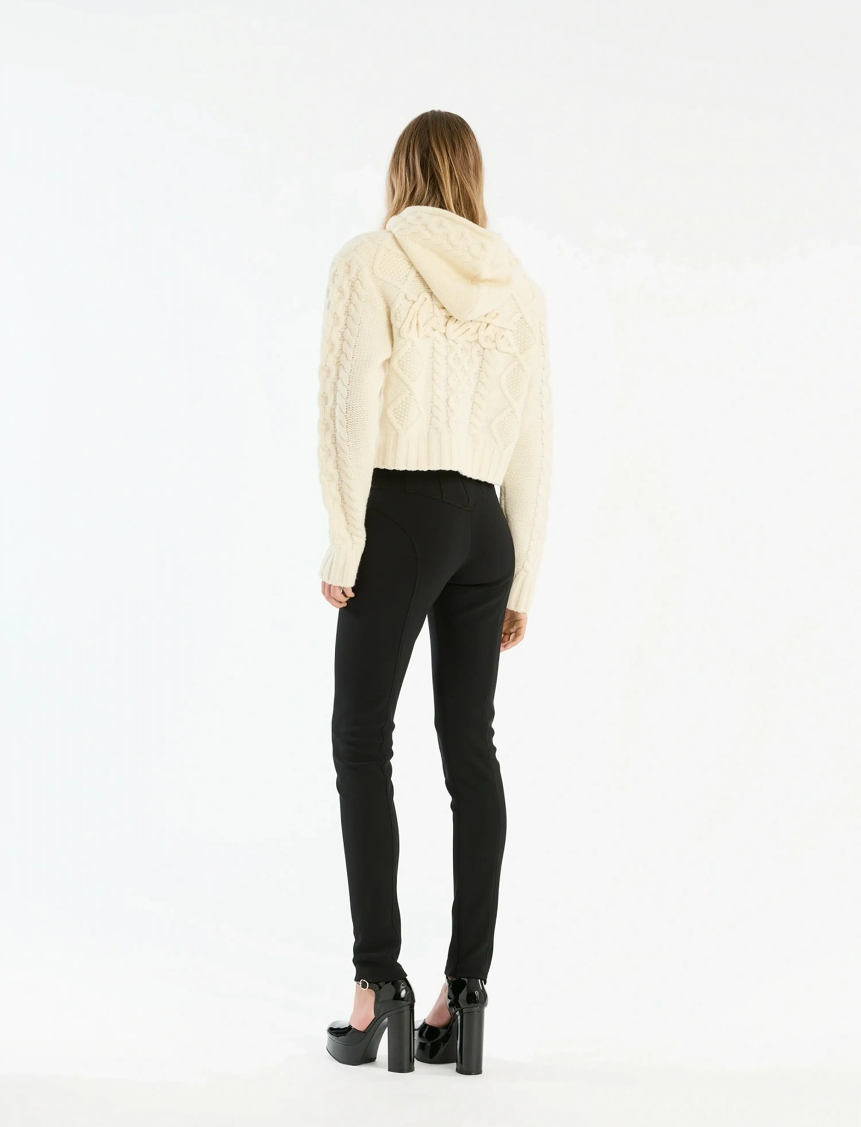 ROTATE - KNIT CABLE ZIP CARDIGAN - neuletakit - egret - 4