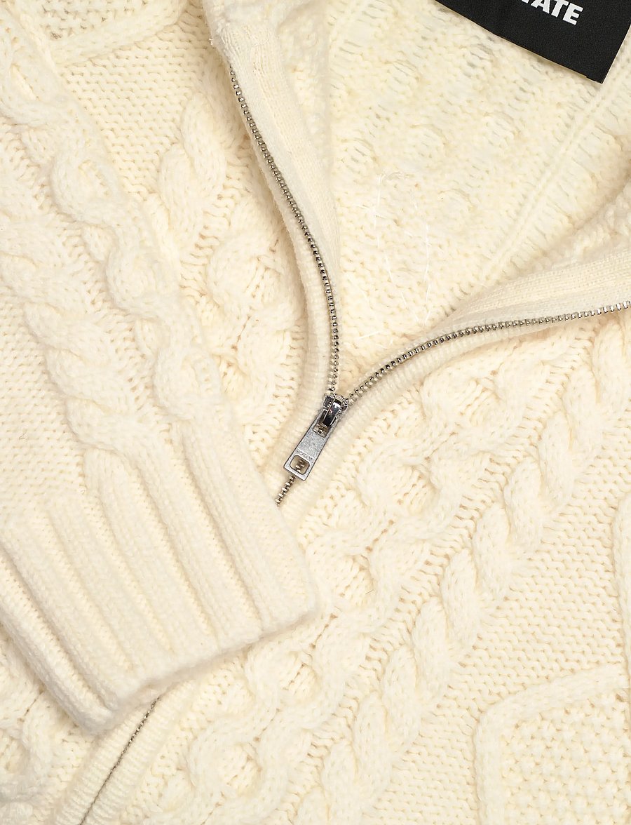 ROTATE - KNIT CABLE ZIP CARDIGAN - neuletakit - egret - 5