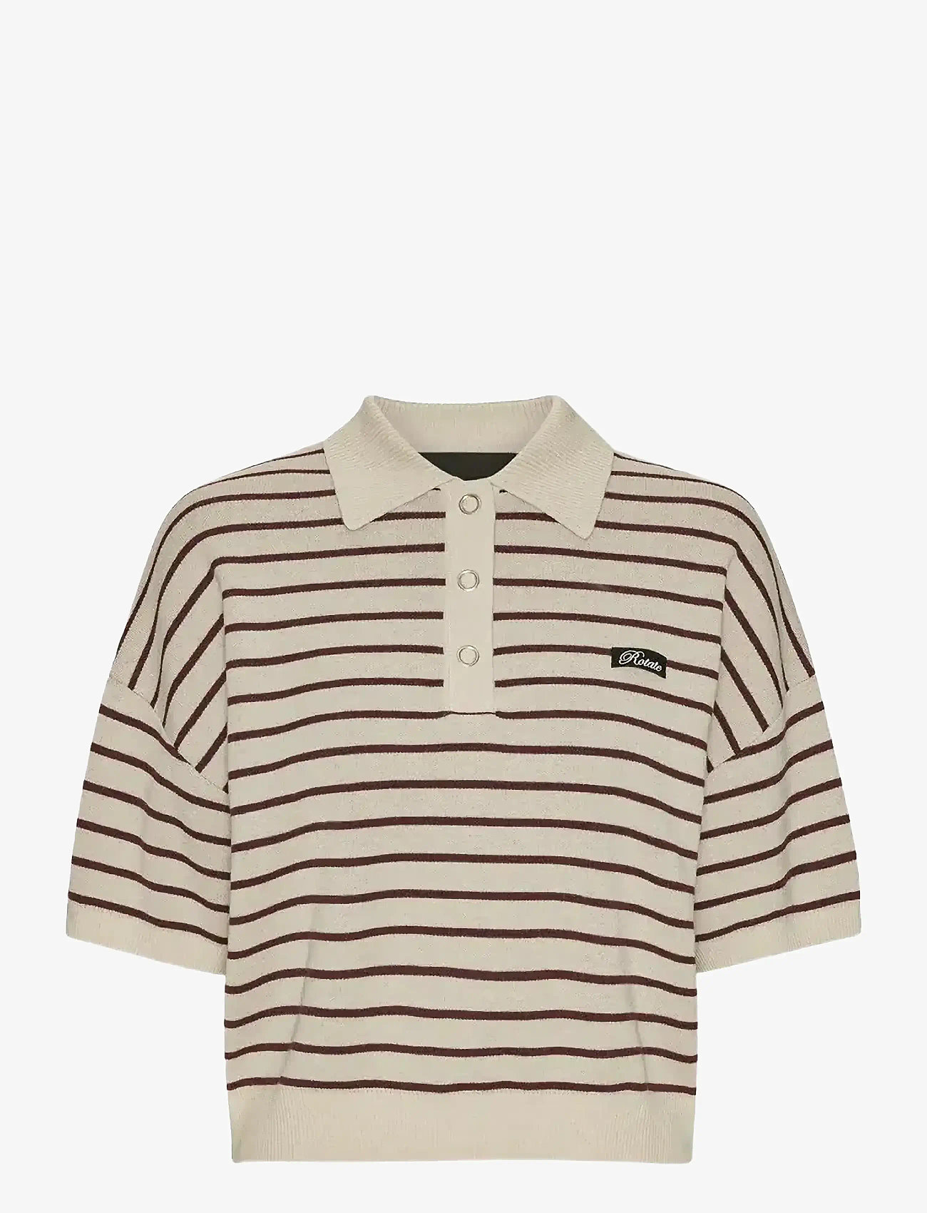 ROTATE - SLINKY KNIT POLO - poloer - oatmeal comb. - 1