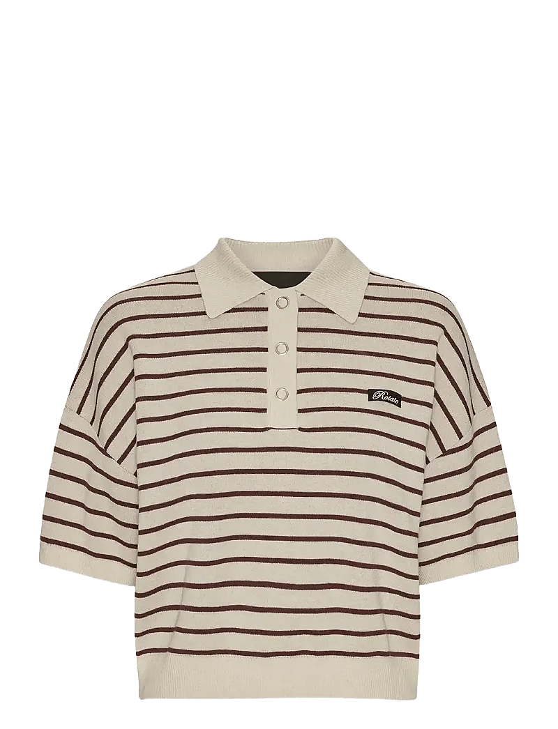 ROTATE - SLINKY KNIT POLO - poloer - oatmeal comb. - 1