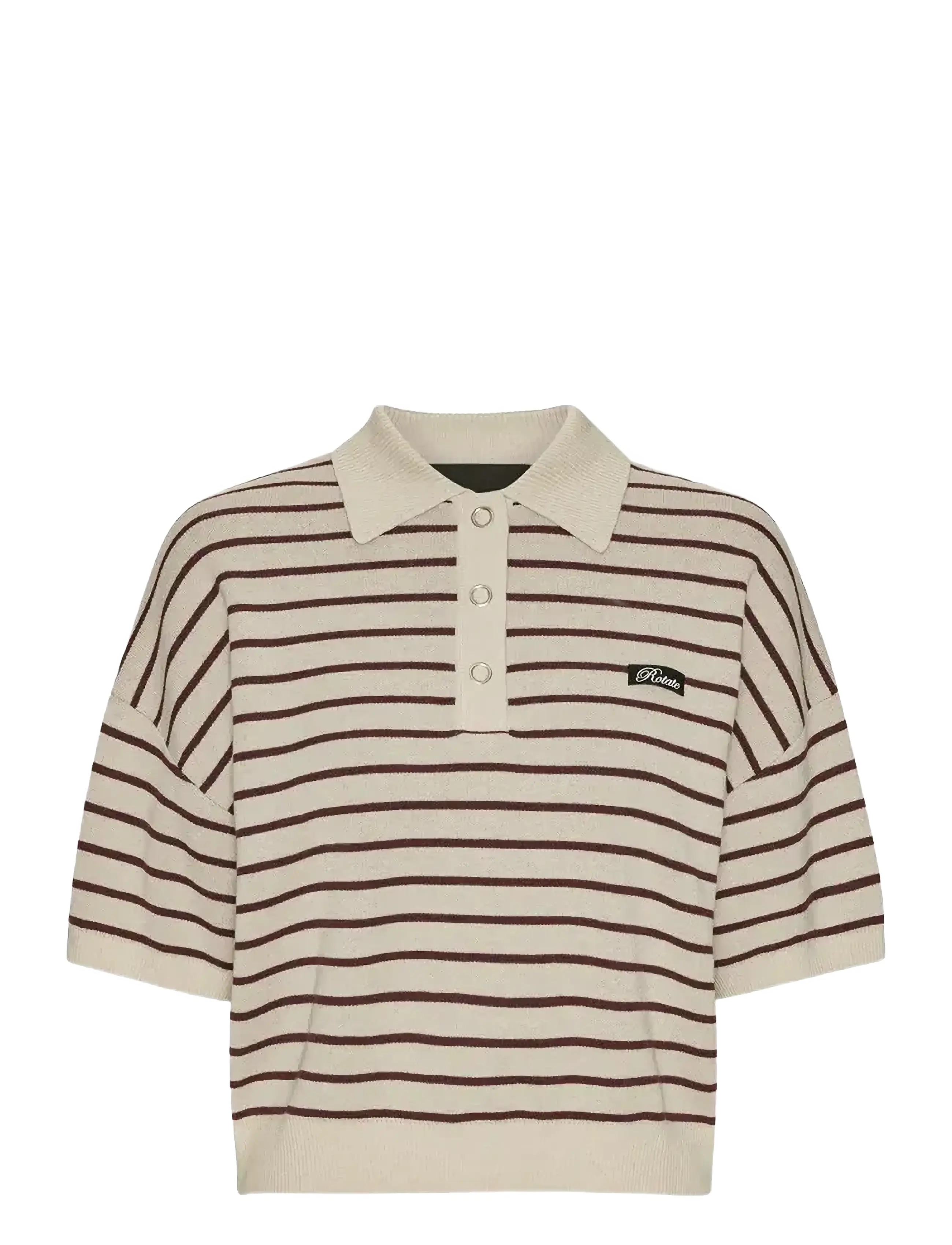 ROTATE - SLINKY KNIT POLO - poloshirts - oatmeal comb. - 1
