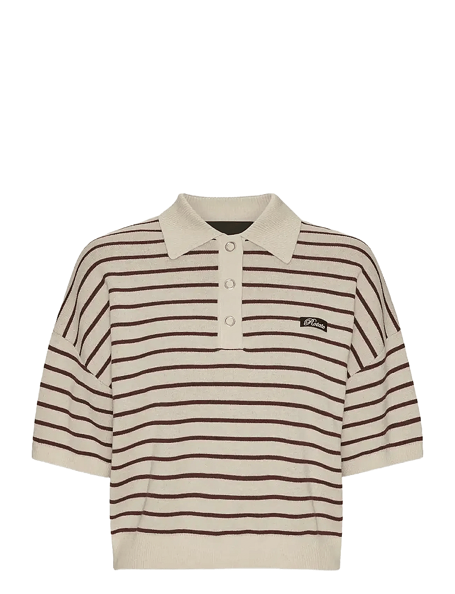 ROTATE - SLINKY KNIT POLO - poloshirts - oatmeal comb. - 1