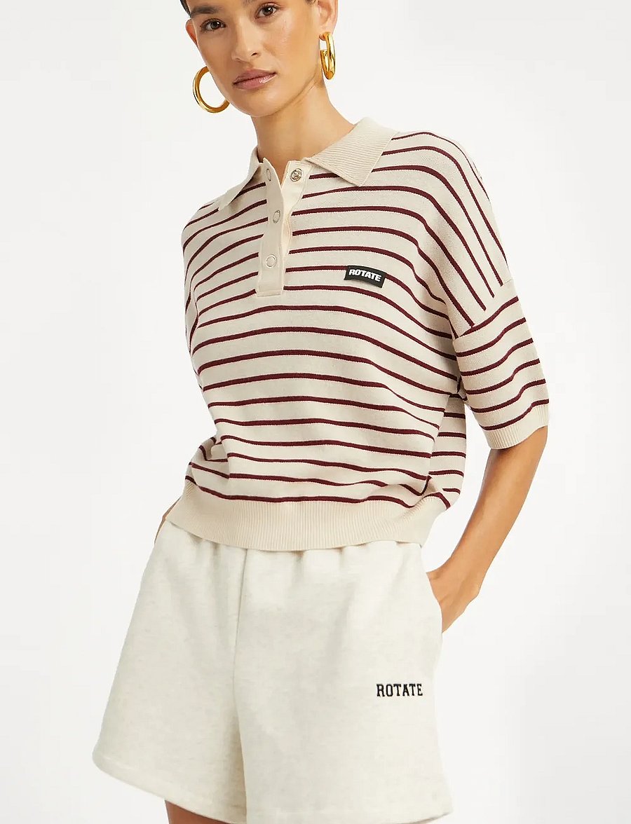 ROTATE - SLINKY KNIT POLO - poloshirts - oatmeal comb. - 4