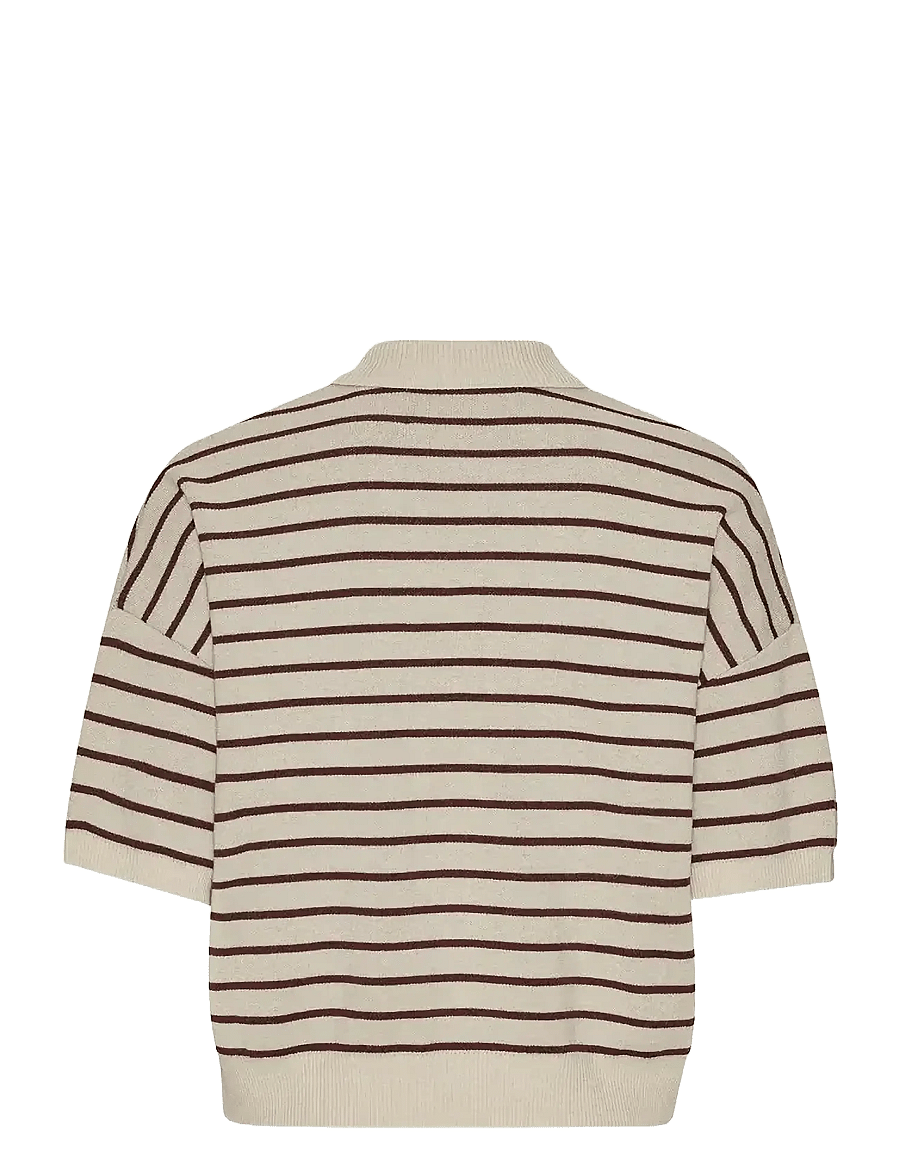 ROTATE - SLINKY KNIT POLO - poloshirts - oatmeal comb. - 2