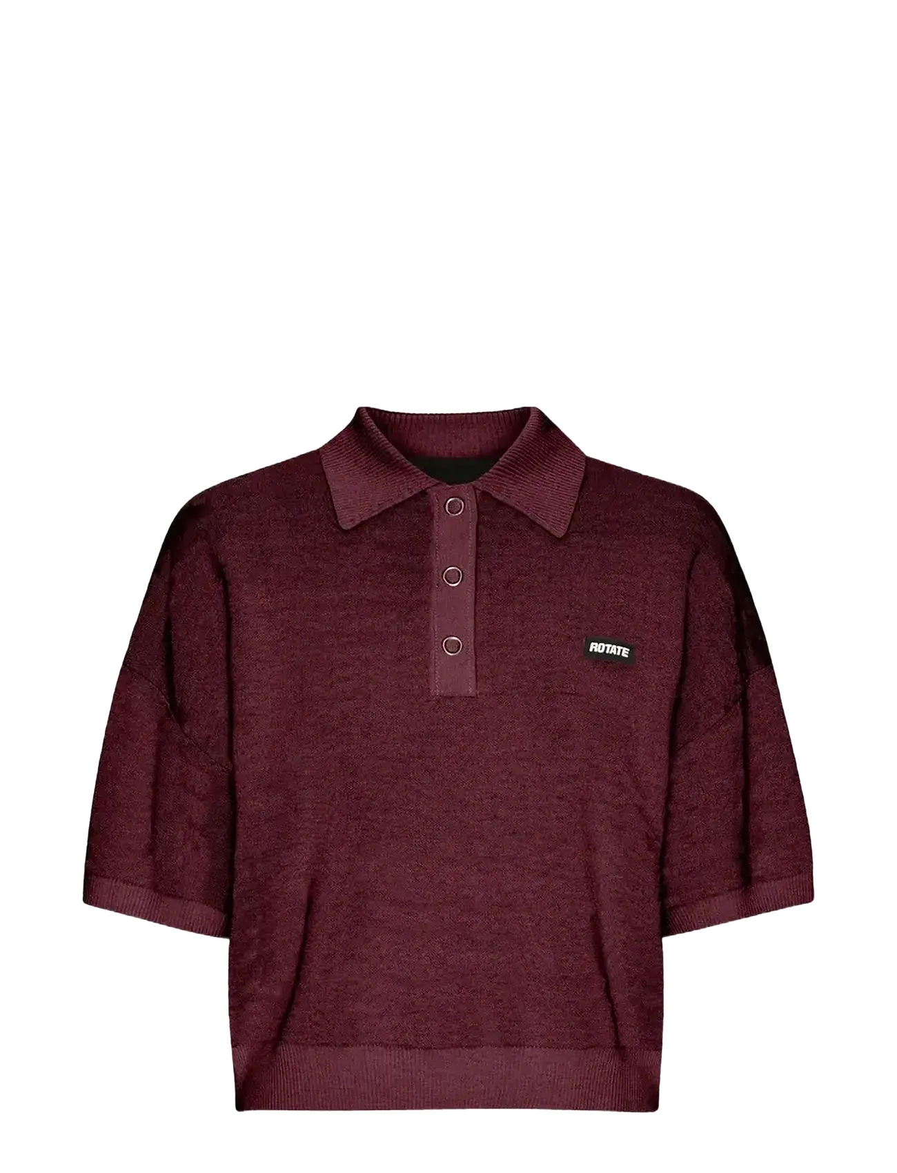 ROTATE SLINKY KNIT POLO - T-shirts & Toppe - ZINFANDEL / burgundy