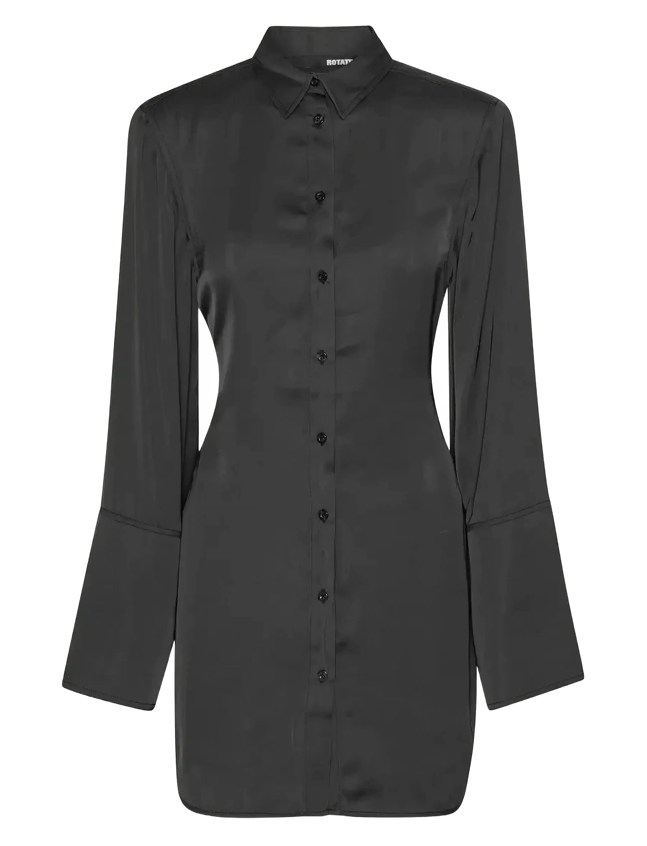 ROTATE - SATIN TIE SHIRT DRESS - black - 1