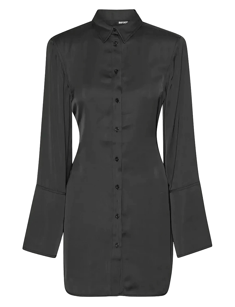 ROTATE - SATIN TIE SHIRT DRESS - black - 1