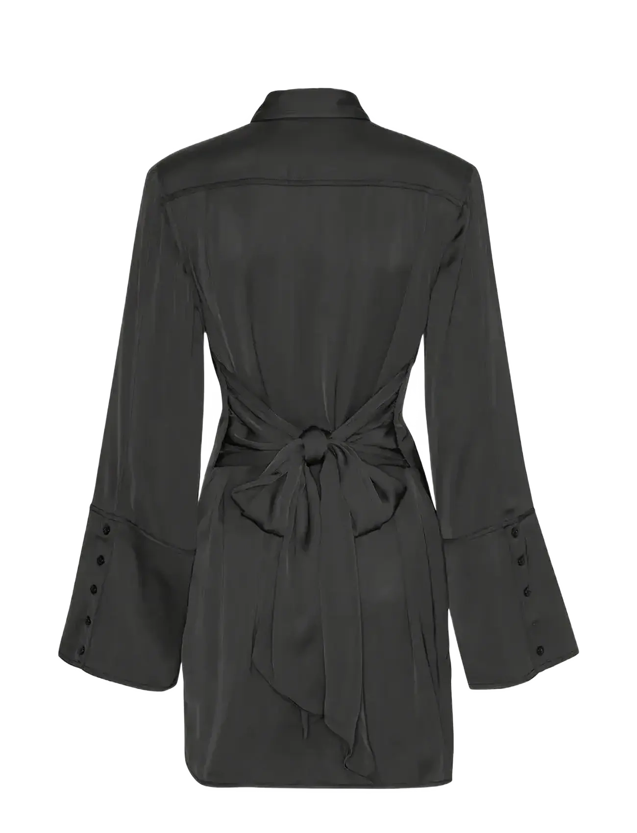 ROTATE - SATIN TIE SHIRT DRESS - black - 2