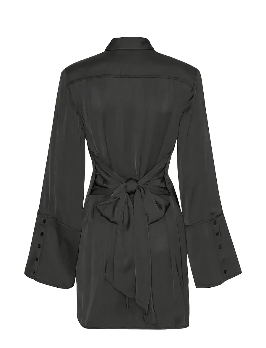 ROTATE - SATIN TIE SHIRT DRESS - black - 2