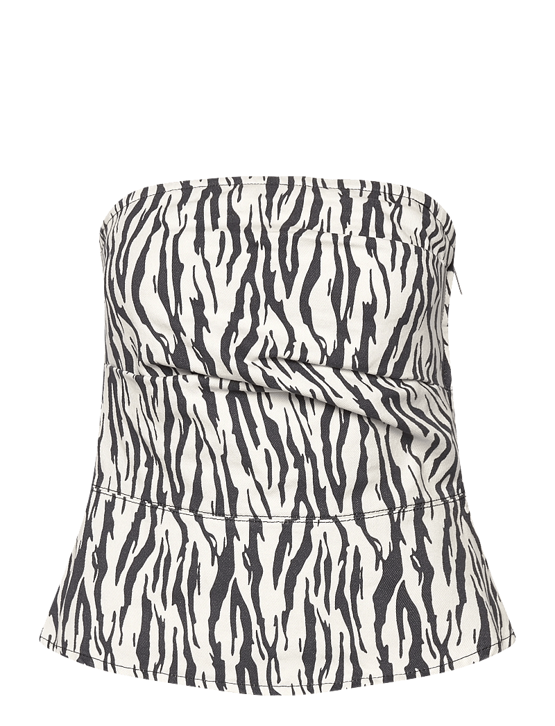 ROTATE Birger Christensen - PRINTED DENIM TOP - linnen - egret comb. - 0