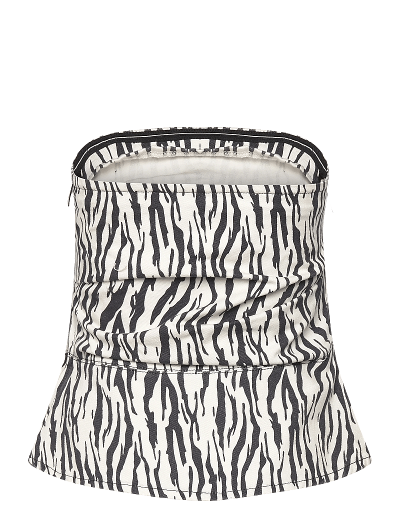 ROTATE Birger Christensen - PRINTED DENIM TOP - linnen - egret comb. - 1