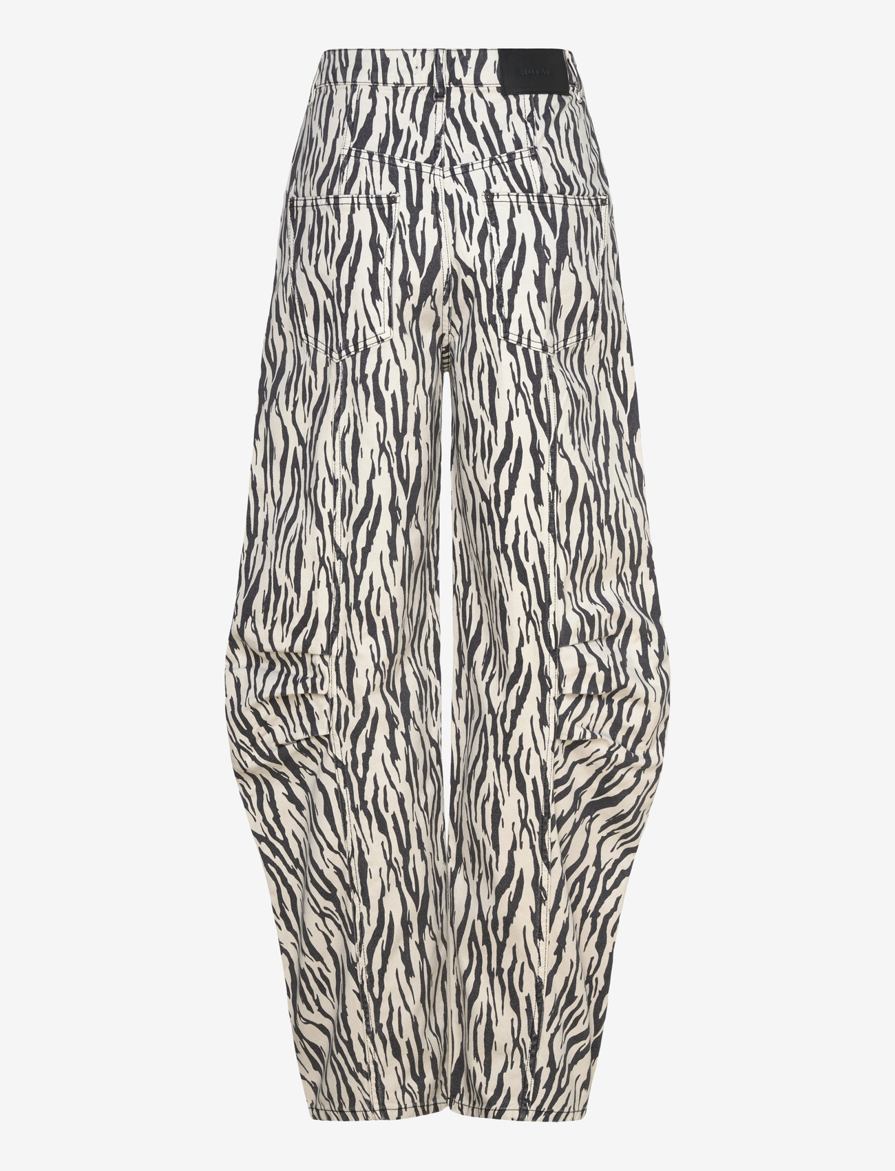 ROTATE Birger Christensen - PRINTED TWILL CARGO PANTS - barrel jeans - egret comb. - 1