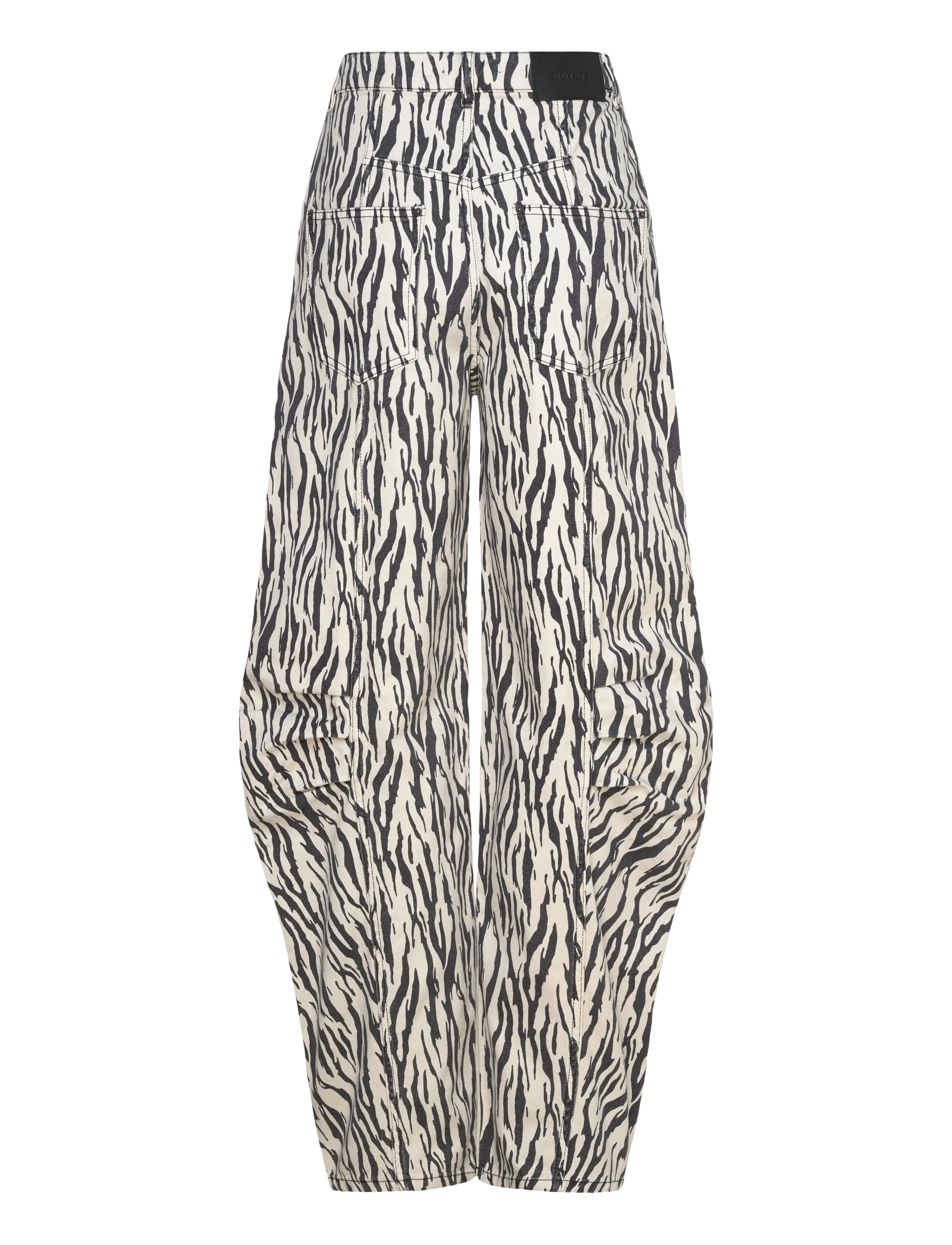 ROTATE - PRINTED TWILL CARGO PANTS - egret comb. - 1