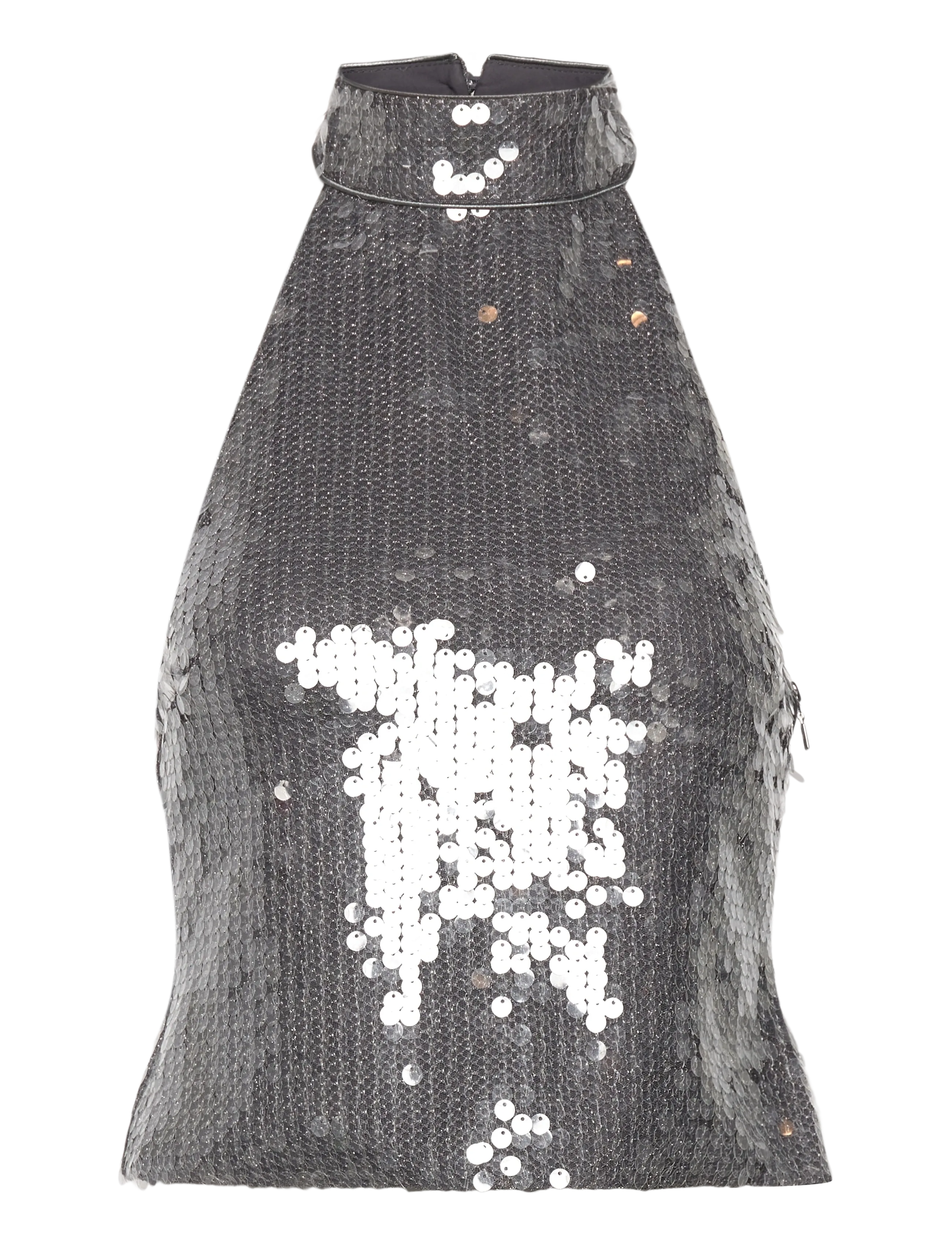 NET SEQUIN HALTERNECK - BLACKENED  PEARL (DARK GRAY)
