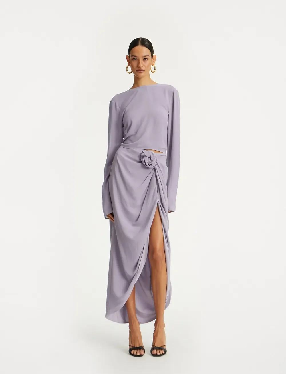 ROTATE Birger Christensen - CREPE KNOT SKIRT - midi-röcke - lavender aura - 0