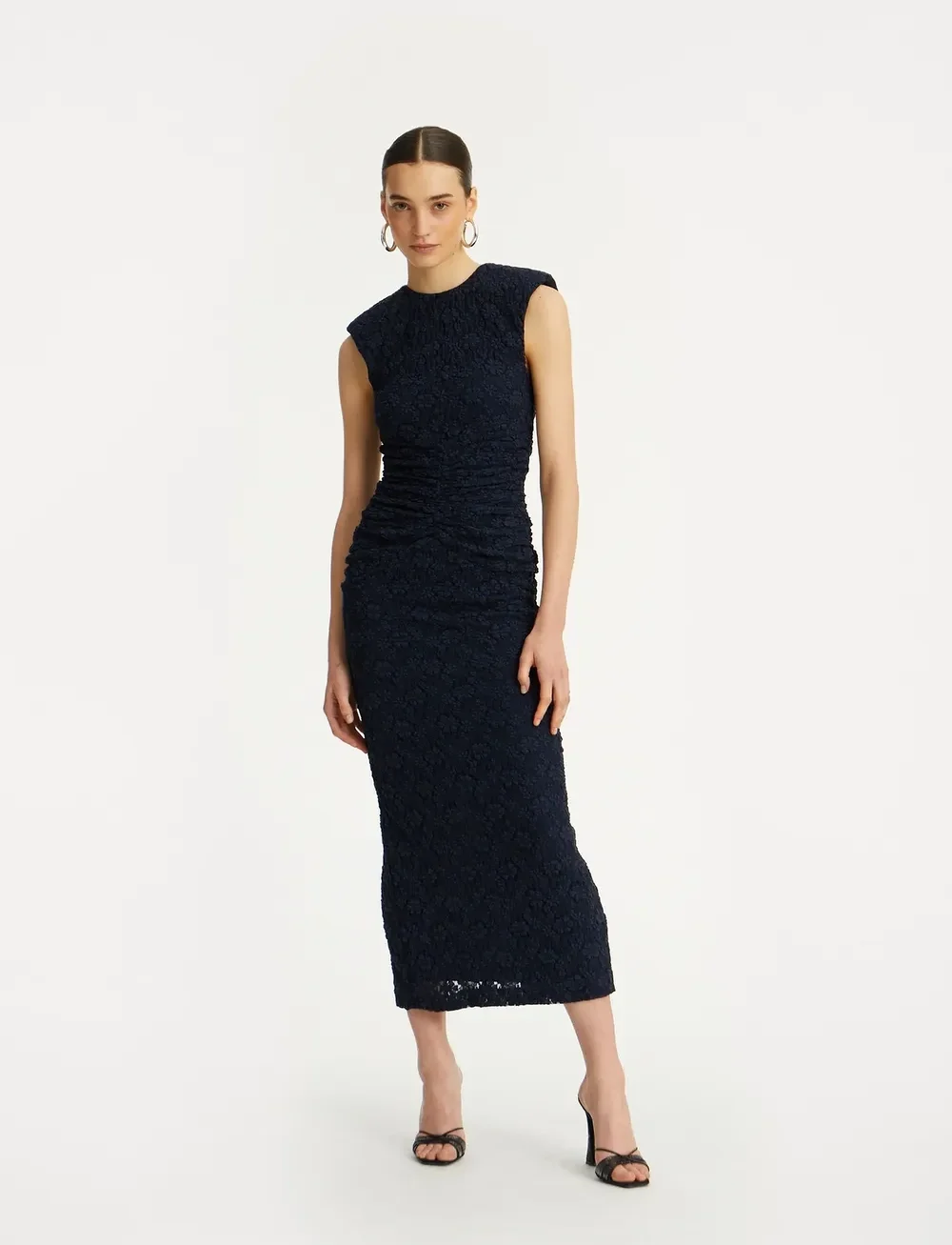 ROTATE Birger Christensen - LACE LONG MIDI DRESS - cocktailkjoler - navy blazer - 0