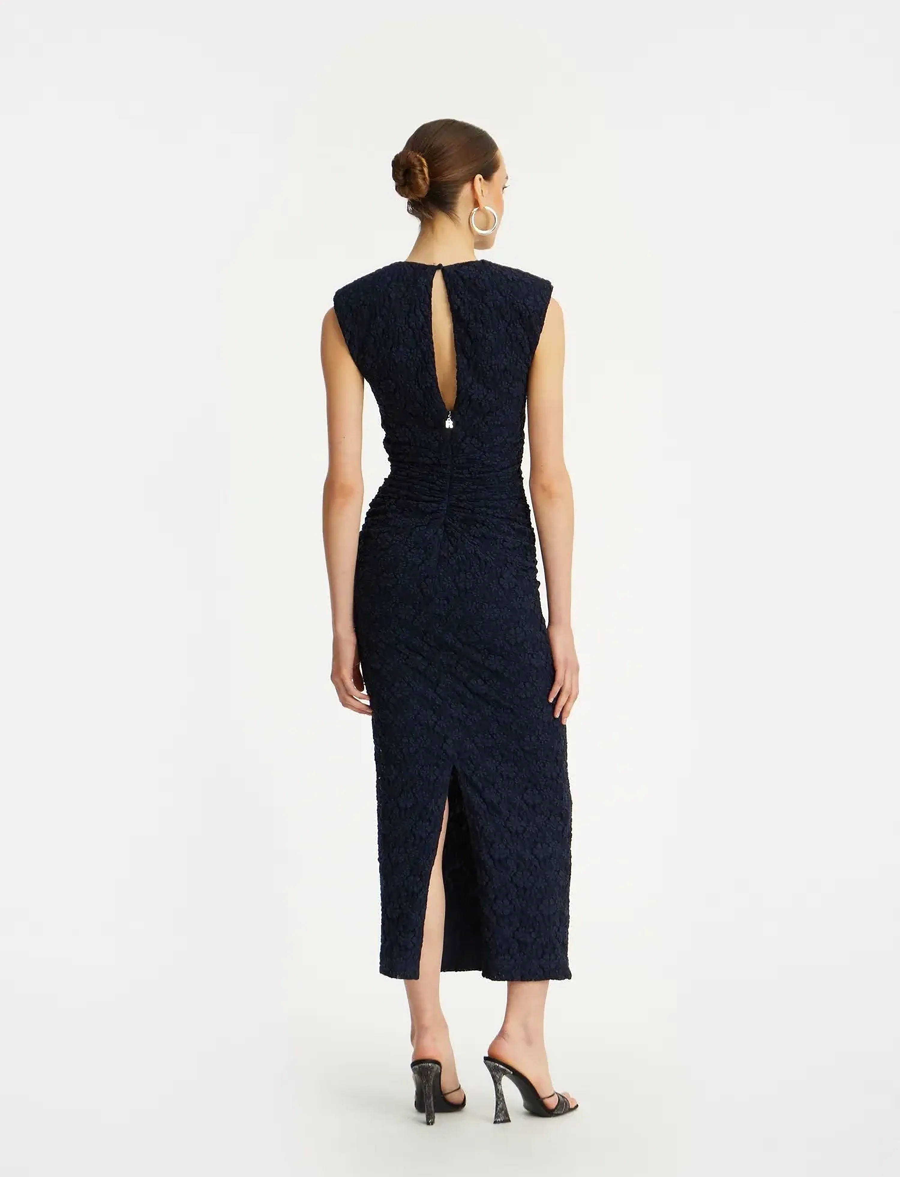 ROTATE - LACE LONG MIDI DRESS - navy blazer - 3