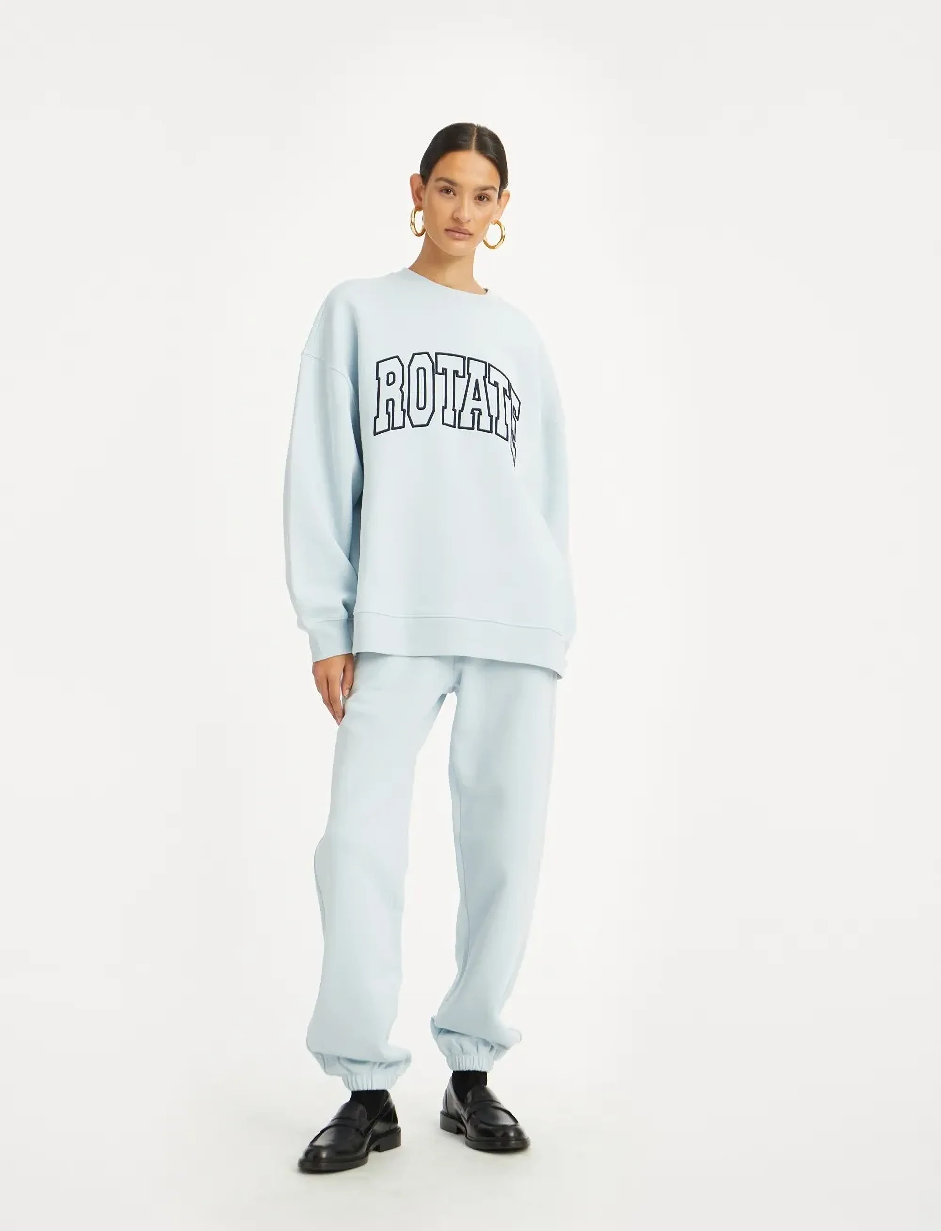 ROTATE Birger Christensen HEAVY SWEAT CREWNECK - ROTATE - BABY BLUE / blue