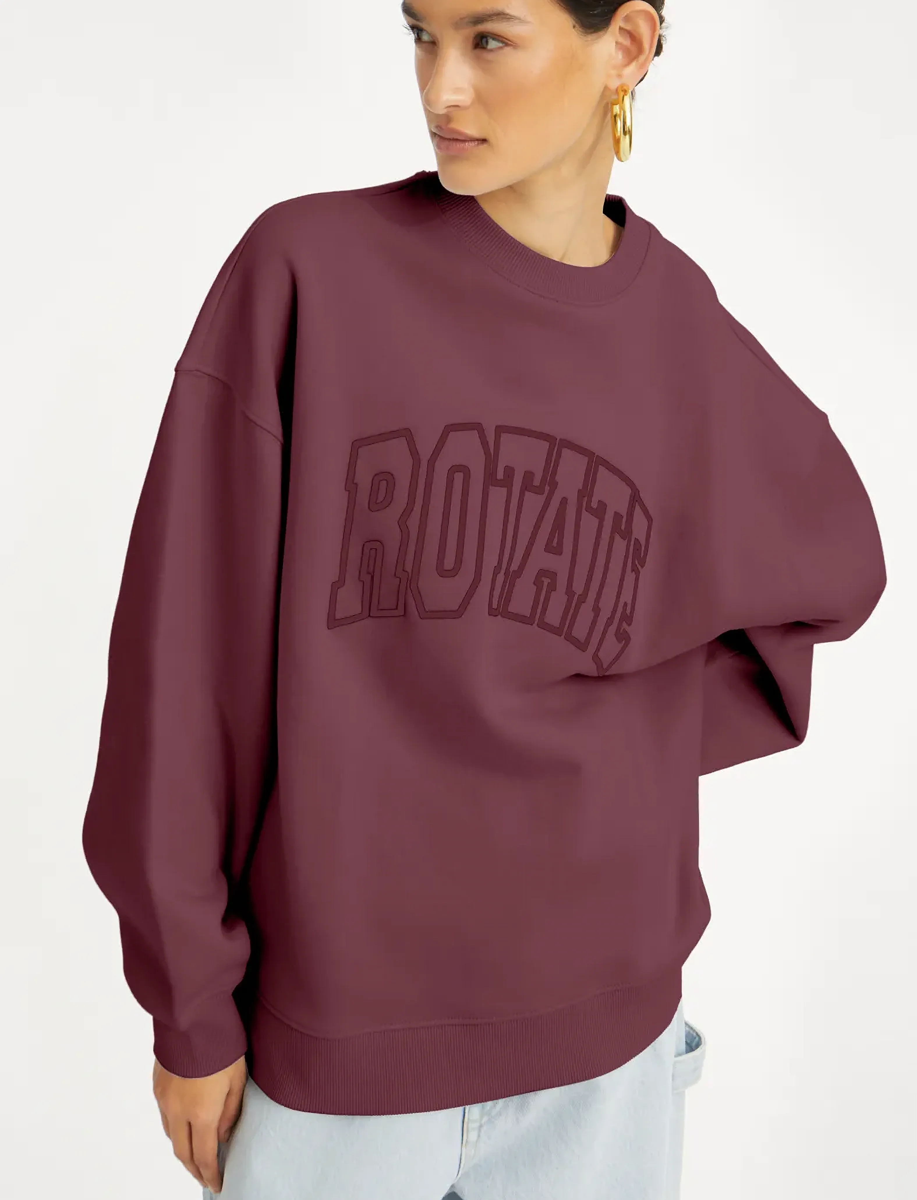 ROTATE - HEAVY SWEAT CREWNECK - speciella tillfällen - zinfandel - 0