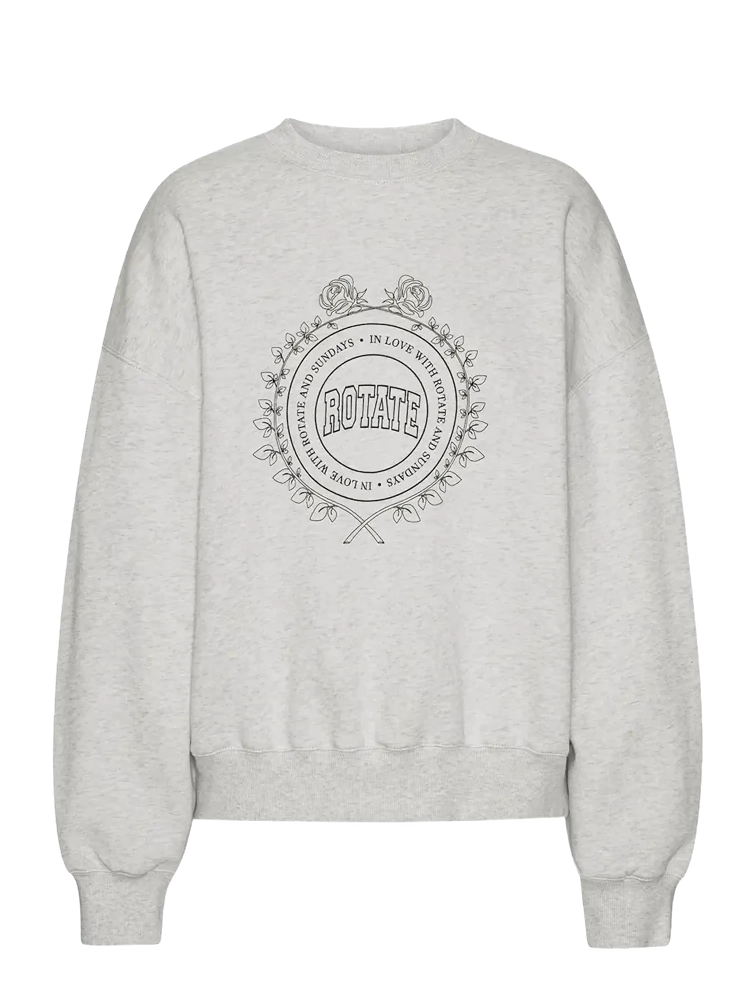 ROTATE Birger Christensen HEAVY SWEAT CREWNECK - Tøj - WHITE MELANGE / cream