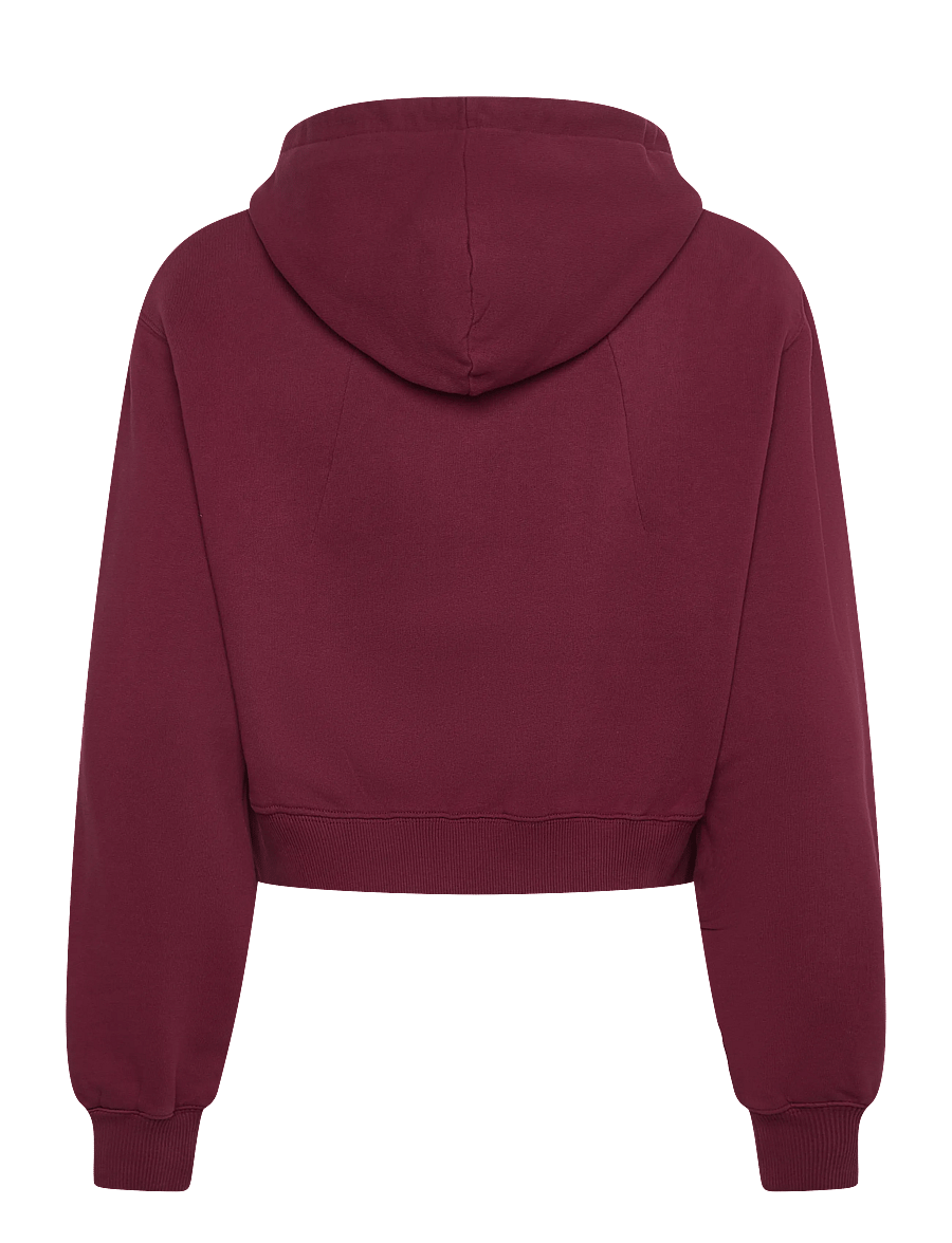 ROTATE - TERRY BACK CROPPED HOODIE - hættetrøjer - zinfandel - 1