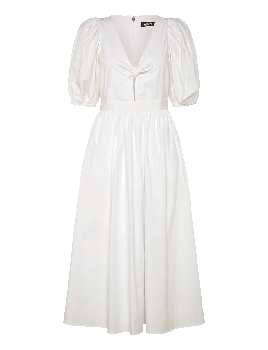 ROTATE - PUFF SLEEVE MIDI DRESS - bright white - 1