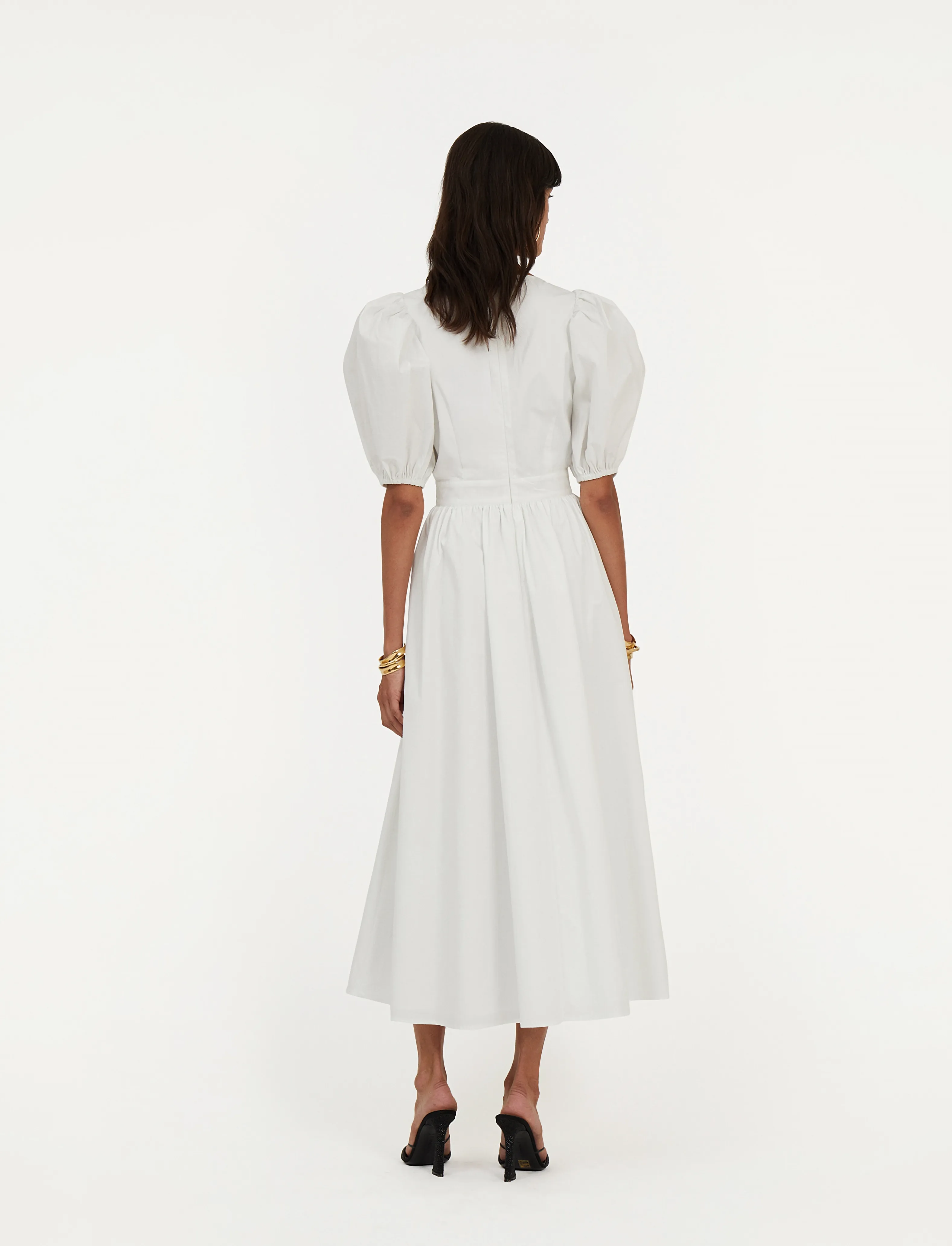 ROTATE - PUFF SLEEVE MIDI DRESS - bright white - 4