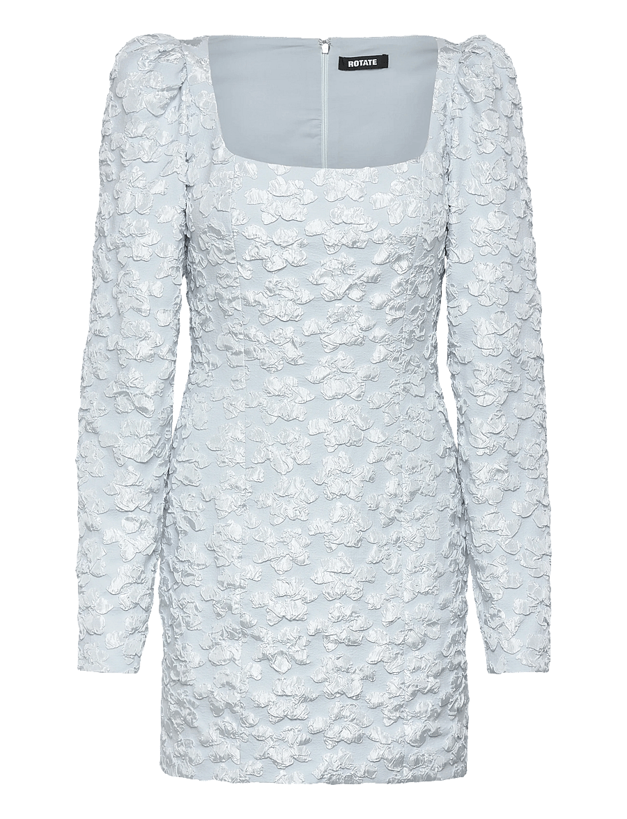 ROTATE - JACQUARD LS MINI DRESS - korta klänningar - illusion blue - 0