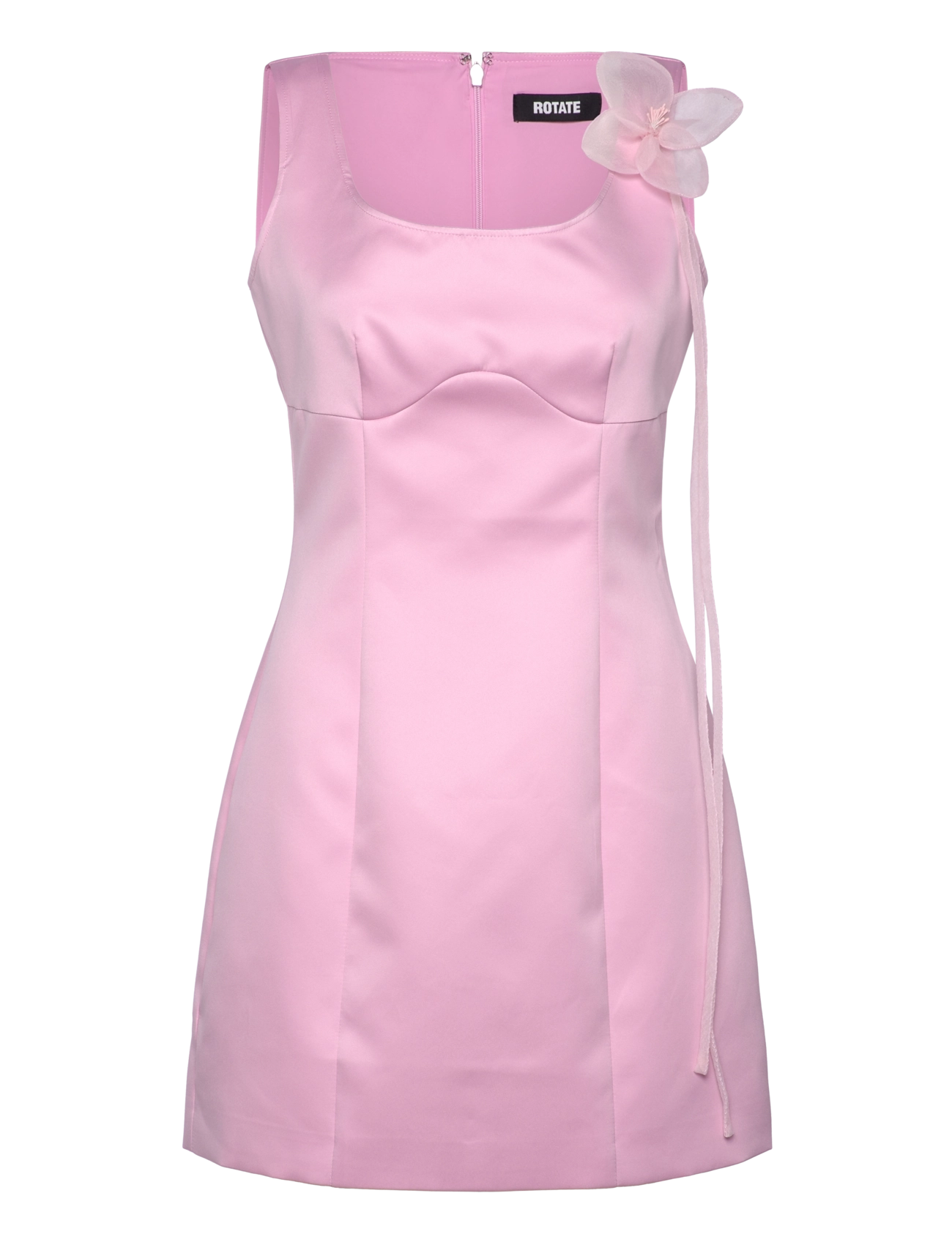 ROTATE Satin Flower Dress, Kvinder, Satin Blomsterkjole, Pink, Str: 32