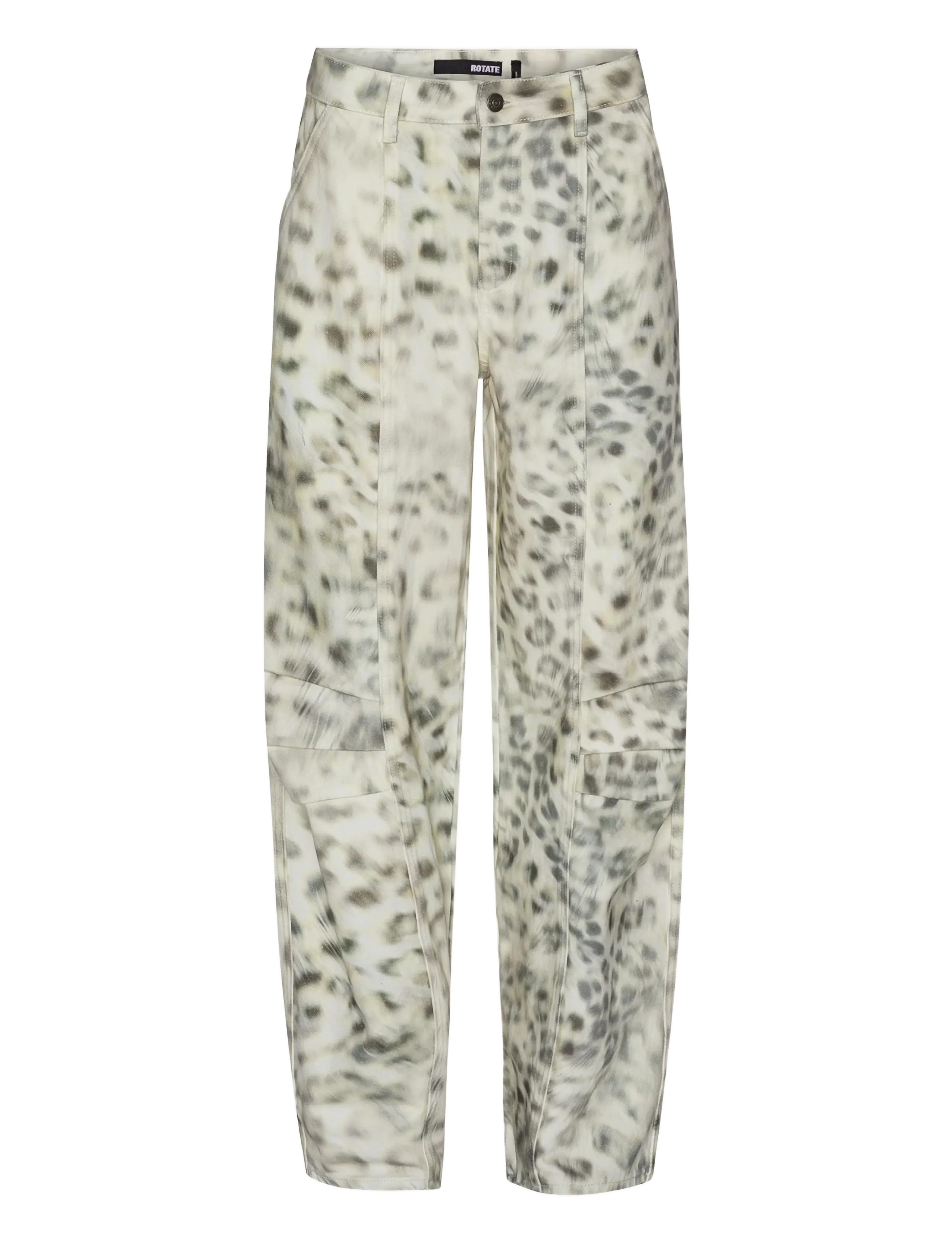 ROTATE Printed Denim Cargo Pants, 36, Beige, Bukser > Cargo-Bukser, Dame