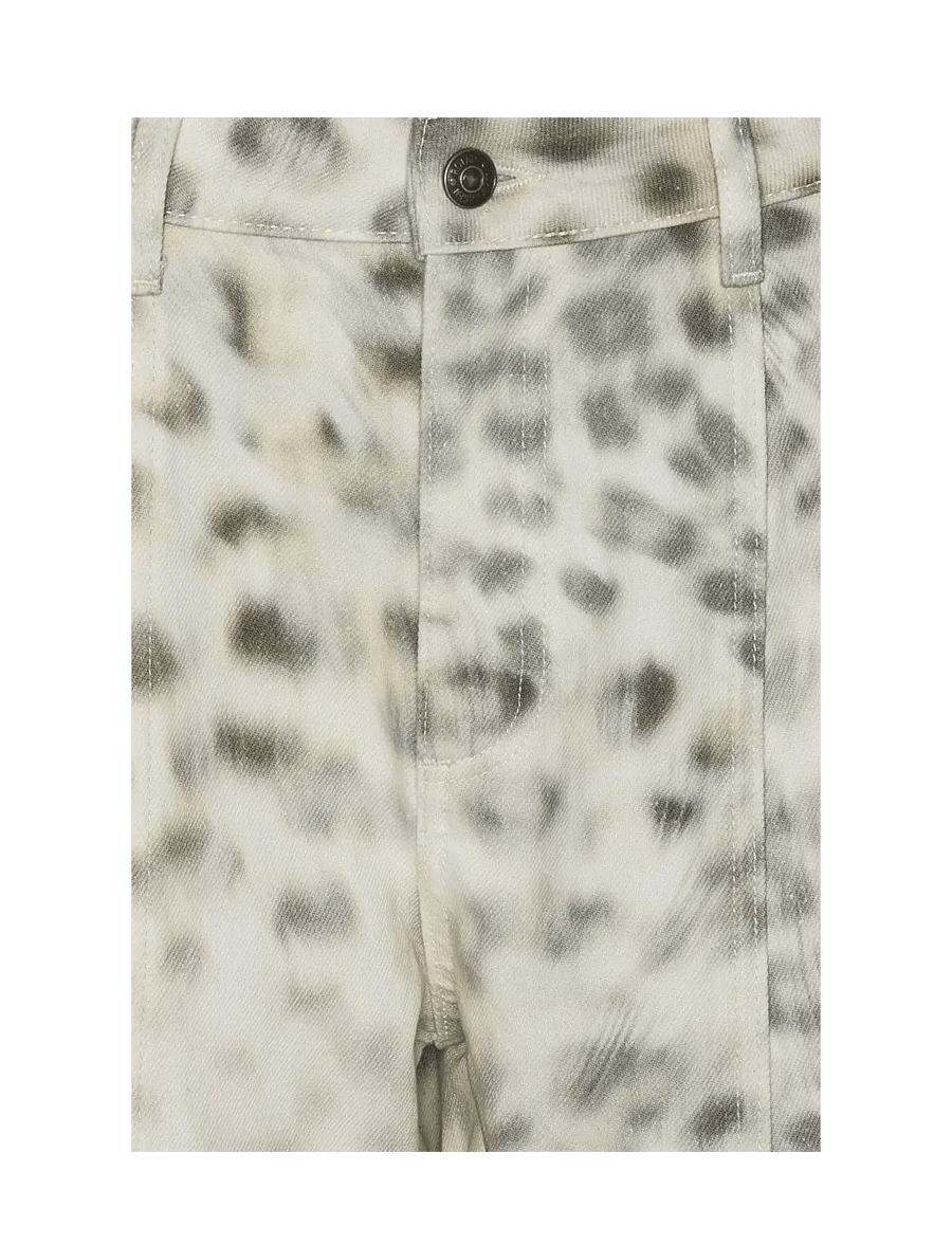 ROTATE - Printed Denim Cargo Pants - cargo-hosen - blurry snow leopard + tarmac comb. - 2