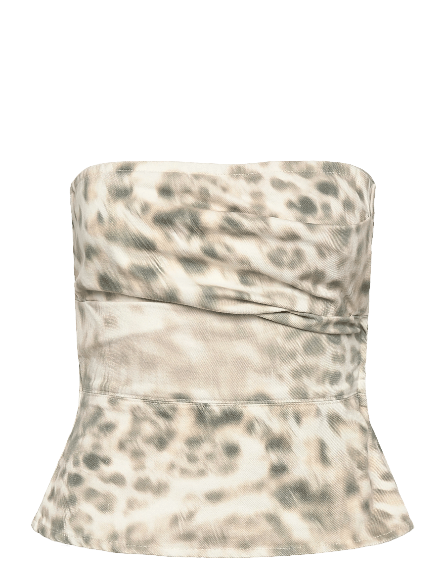 ROTATE - PRINTED DENIM TOP - crop tops - blurry snow leopard + tarmac comb. - 0