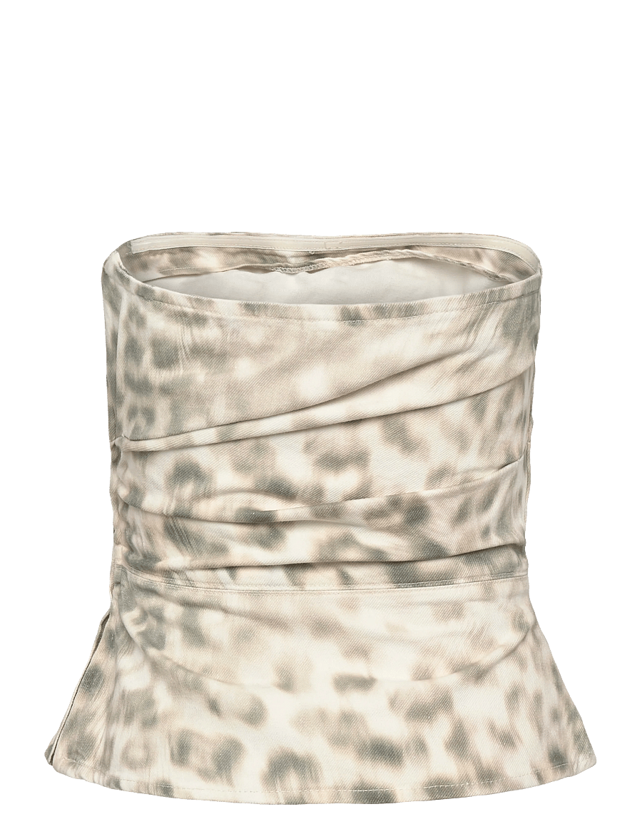 ROTATE - PRINTED DENIM TOP - crop tops - blurry snow leopard + tarmac comb. - 1