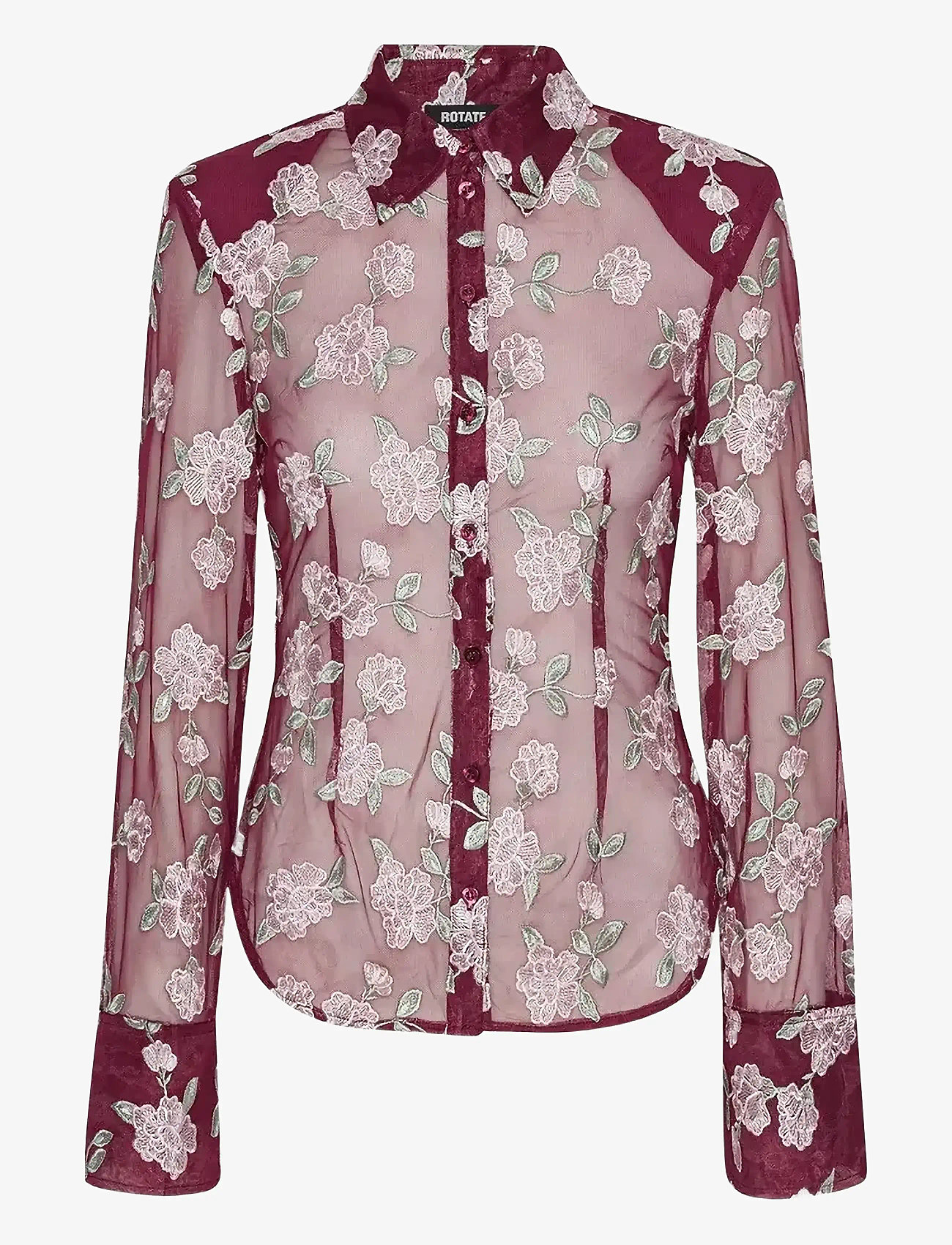 ROTATE Birger Christensen - MESH FITTED SHIRT - långärmade skjortor - zinfandel comb. - 1