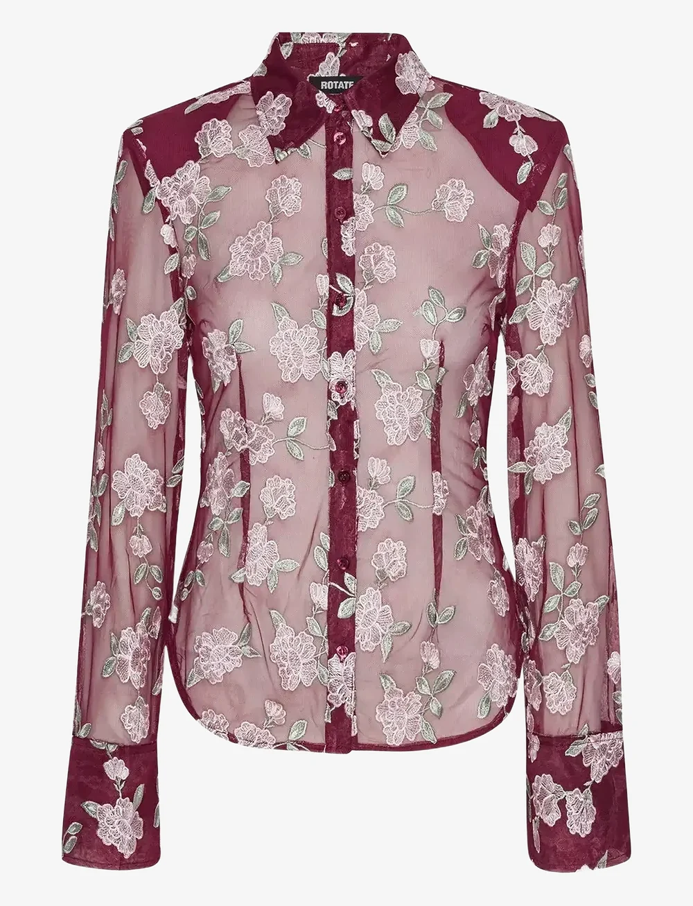 ROTATE Birger Christensen - MESH FITTED SHIRT - jeanshemden - zinfandel comb. - 1