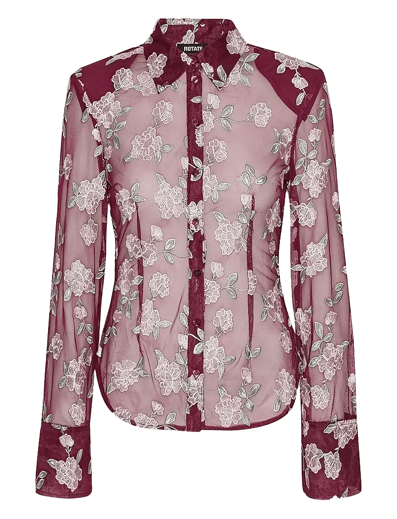 ROTATE Birger Christensen - MESH FITTED SHIRT - långärmade skjortor - zinfandel comb. - 1