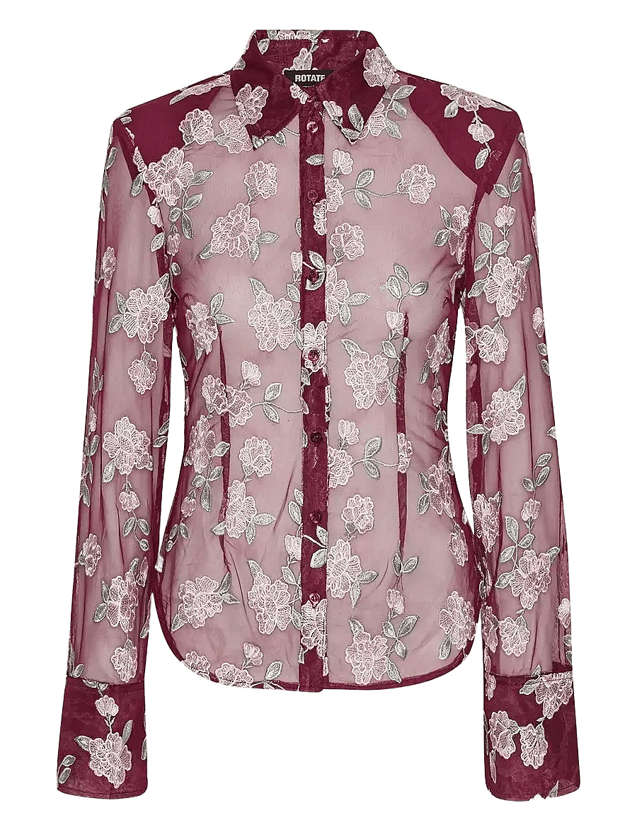 ROTATE - MESH FITTED SHIRT - zinfandel comb. - 1