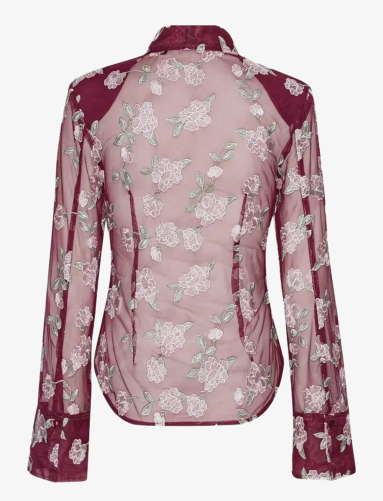 ROTATE Birger Christensen - MESH FITTED SHIRT - långärmade skjortor - zinfandel comb. - 2