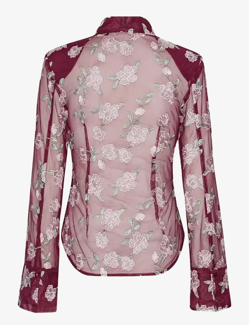 ROTATE Birger Christensen - MESH FITTED SHIRT - jeanshemden - zinfandel comb. - 2