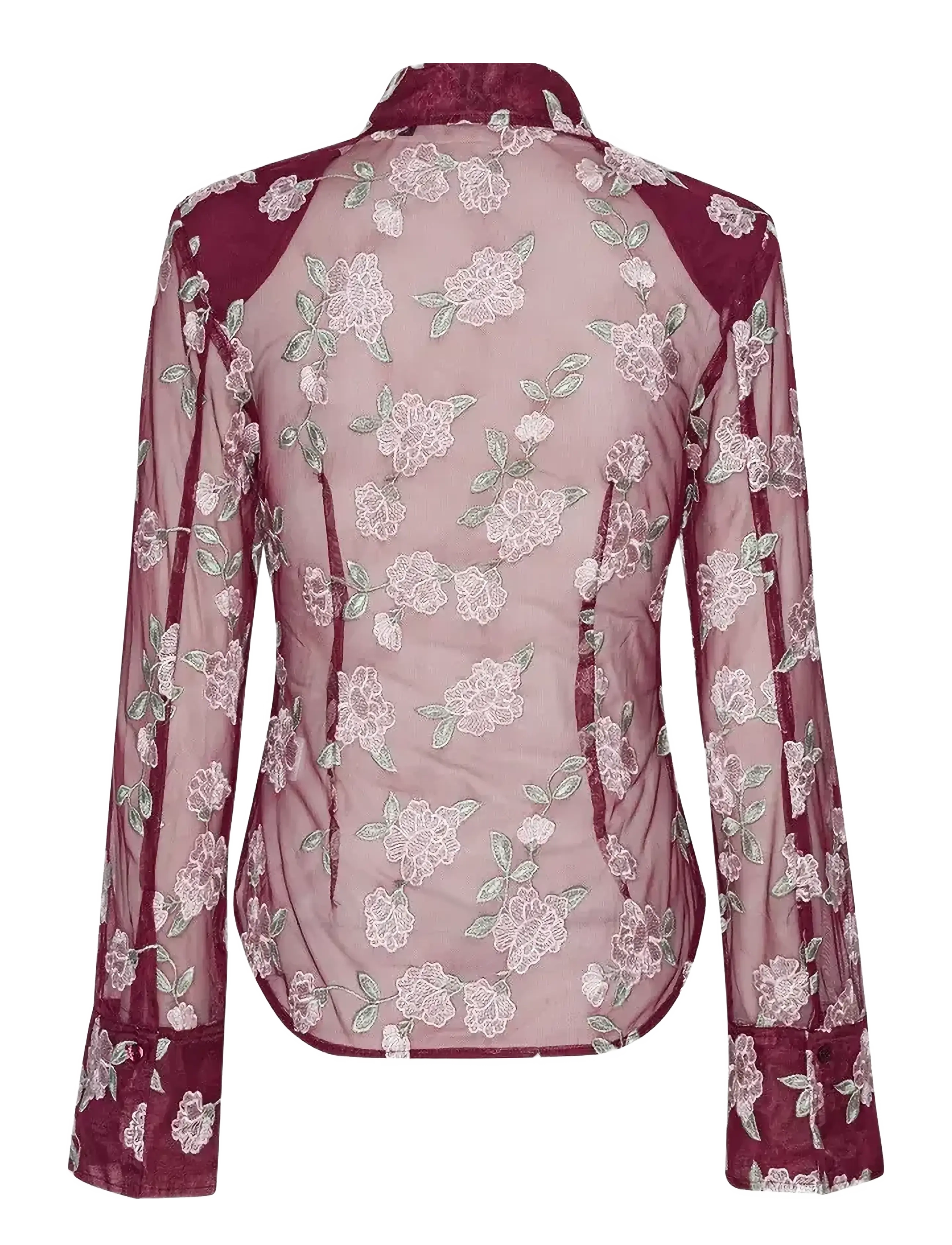 ROTATE - MESH FITTED SHIRT - chemises à manches longues - zinfandel comb. - 2