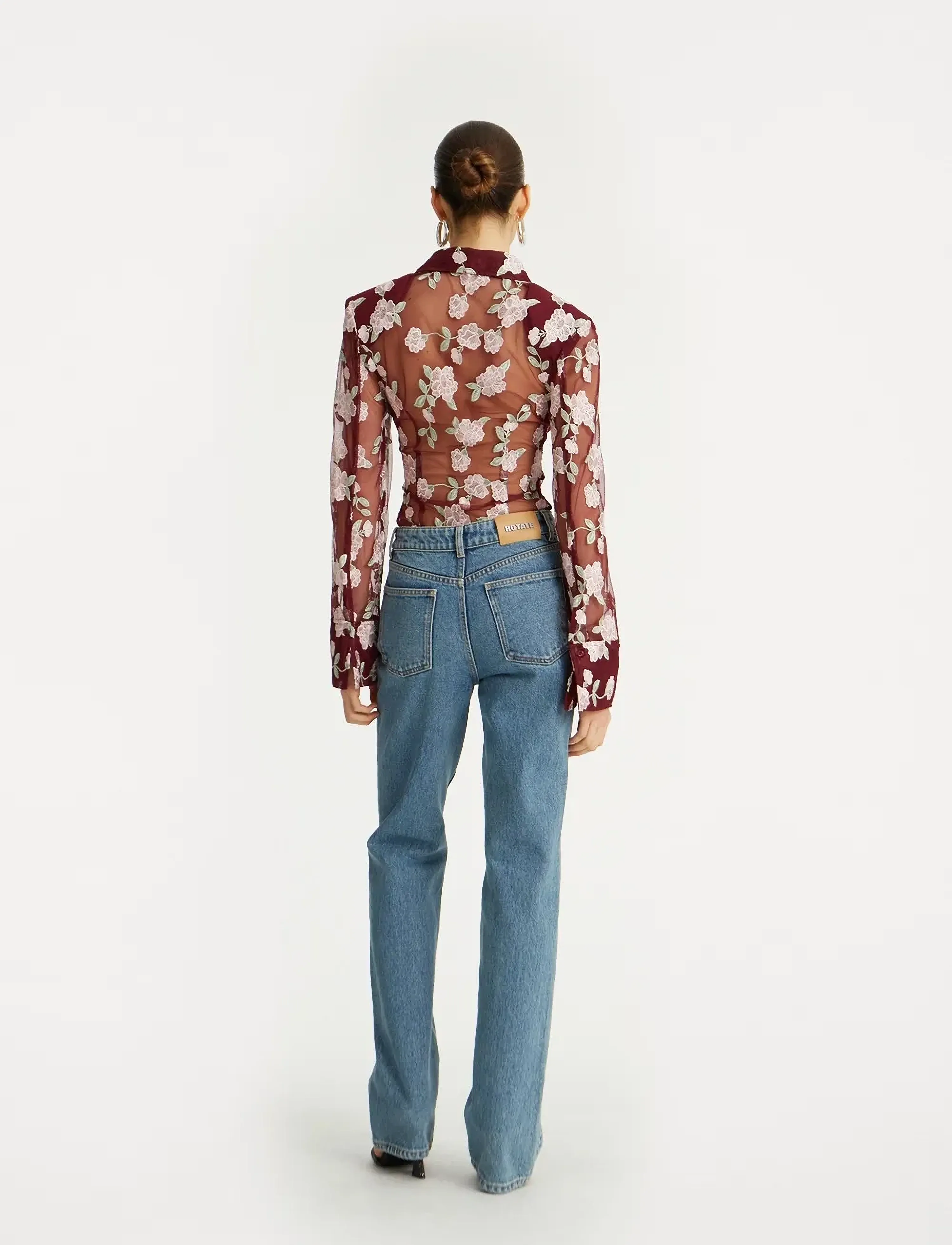 ROTATE - MESH FITTED SHIRT - pitkähihaiset kauluspaidat - zinfandel comb. - 3
