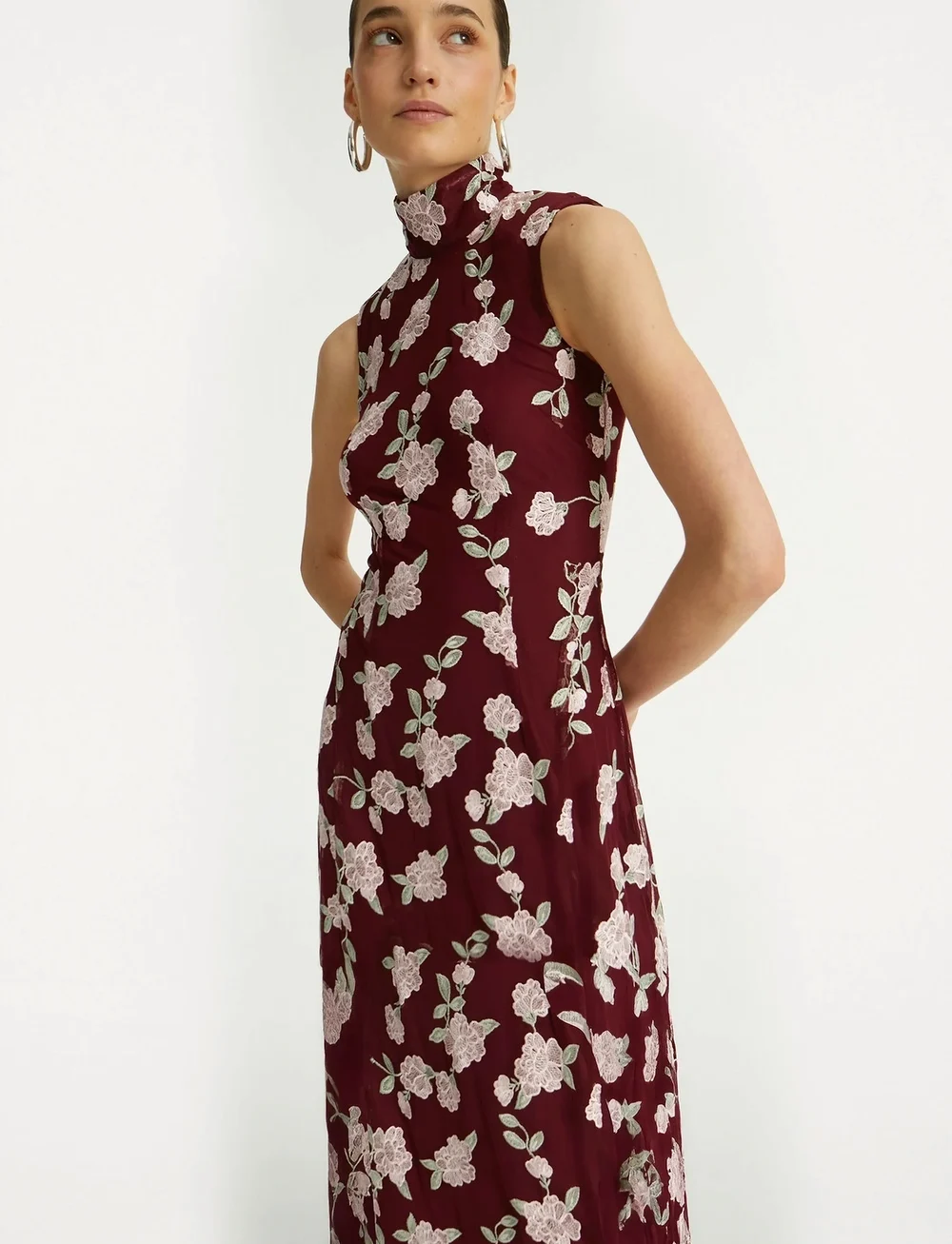 ROTATE Birger Christensen - SLEEVELESS MAXI DRESS - aftenkjoler - zinfandel comb. - 0