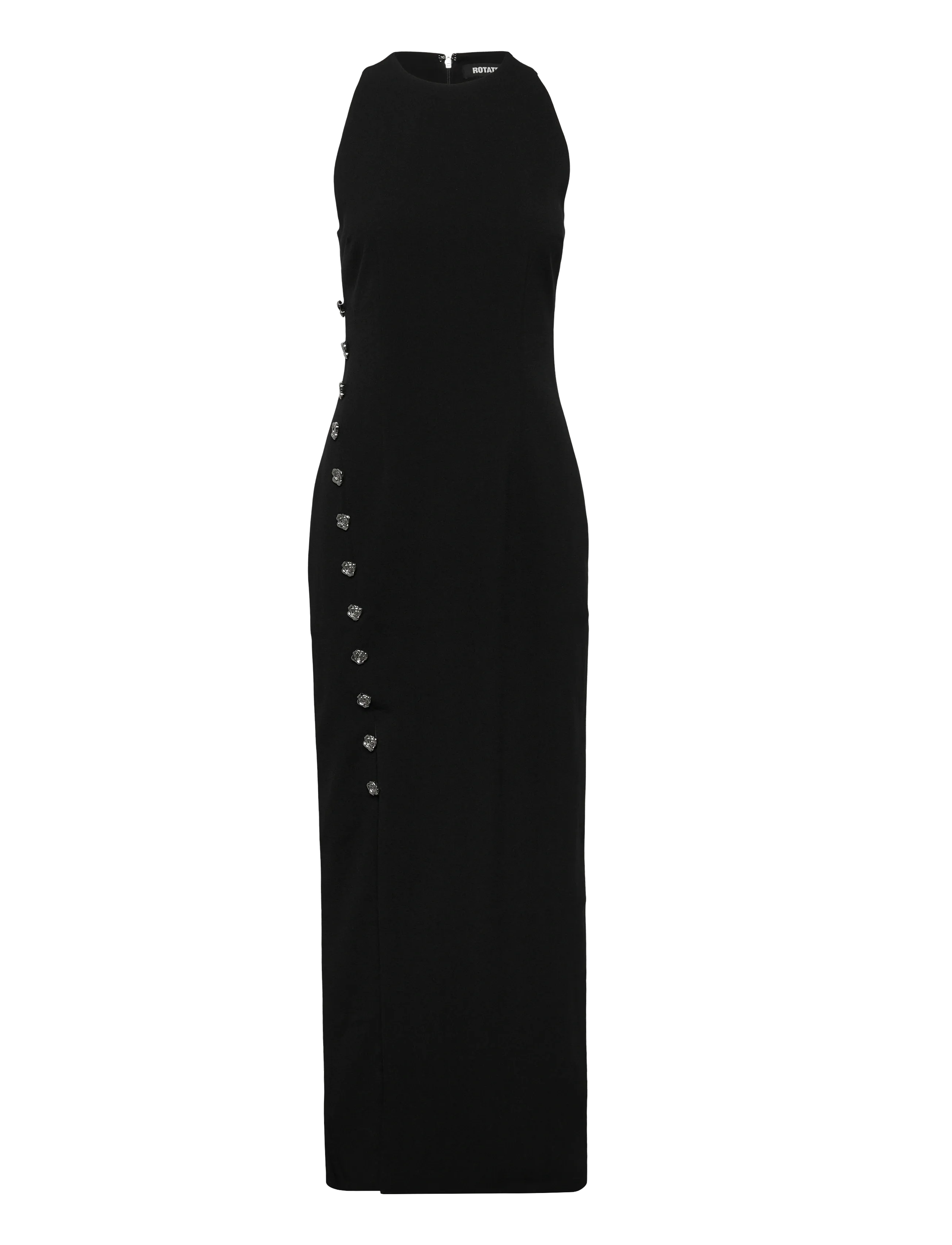 ROTATE Birger Christensen CREPE BUTTON DRESS - Maxi Dresses - BLACK / black