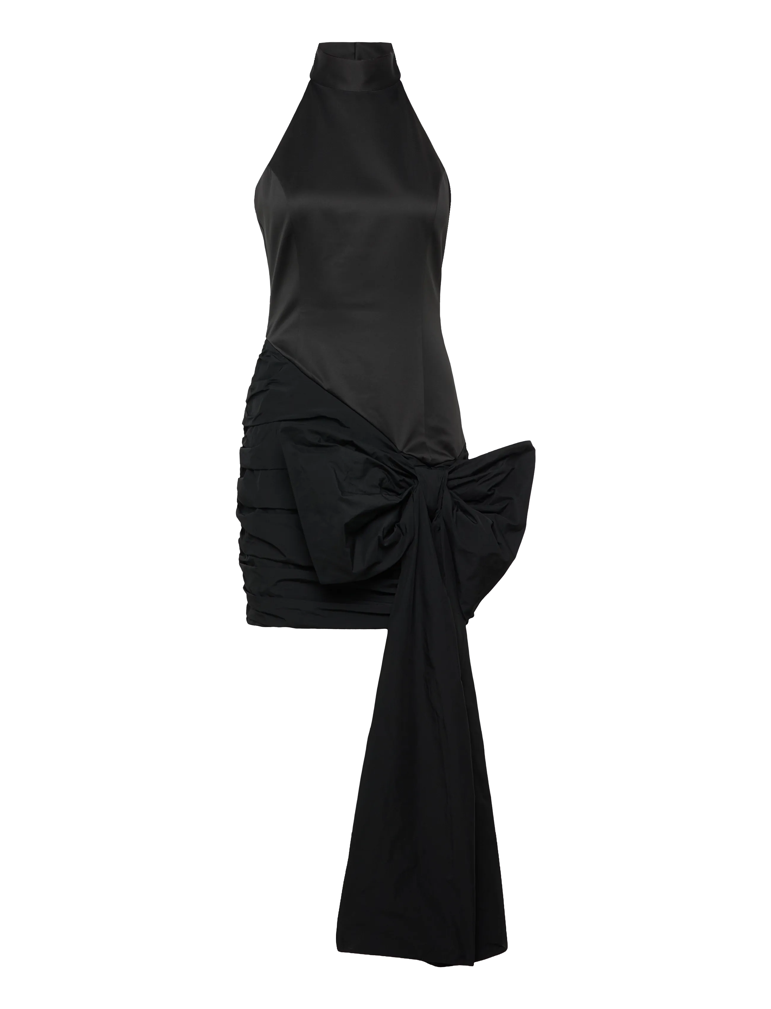 SATIN BOW DRESS - BLACK