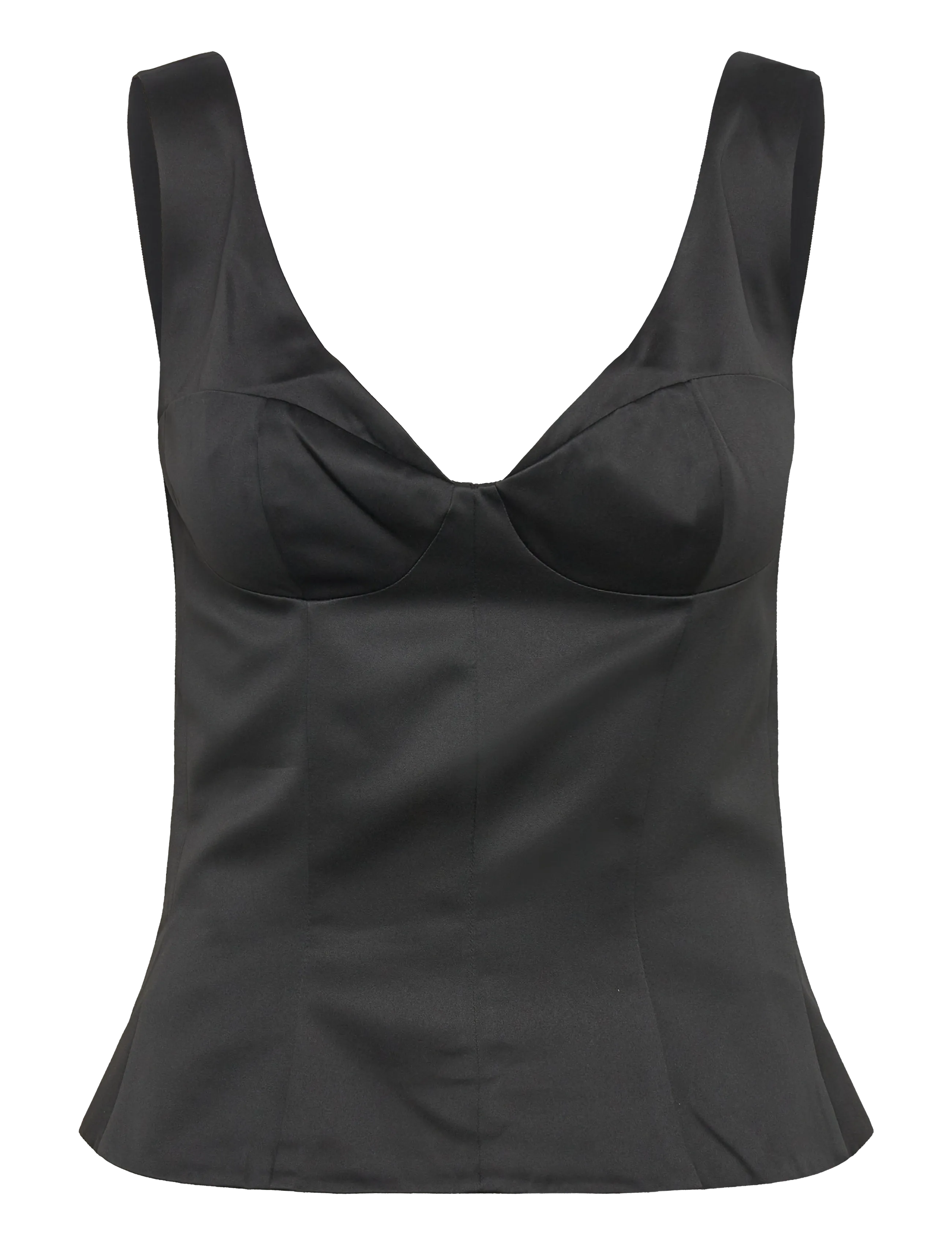 SATIN FITTED TOP - BLACK