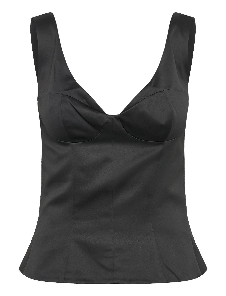 ROTATE - SATIN FITTED TOP - black - 0